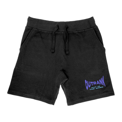 Outrank Put In Work Embroidered Fleece Shorts (Black) - Outrank