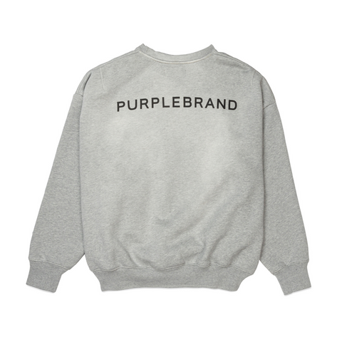 Purple Brand HWT Fleece Crewneck (Grey) - P402-HHGW124 - PURPLE BRAND