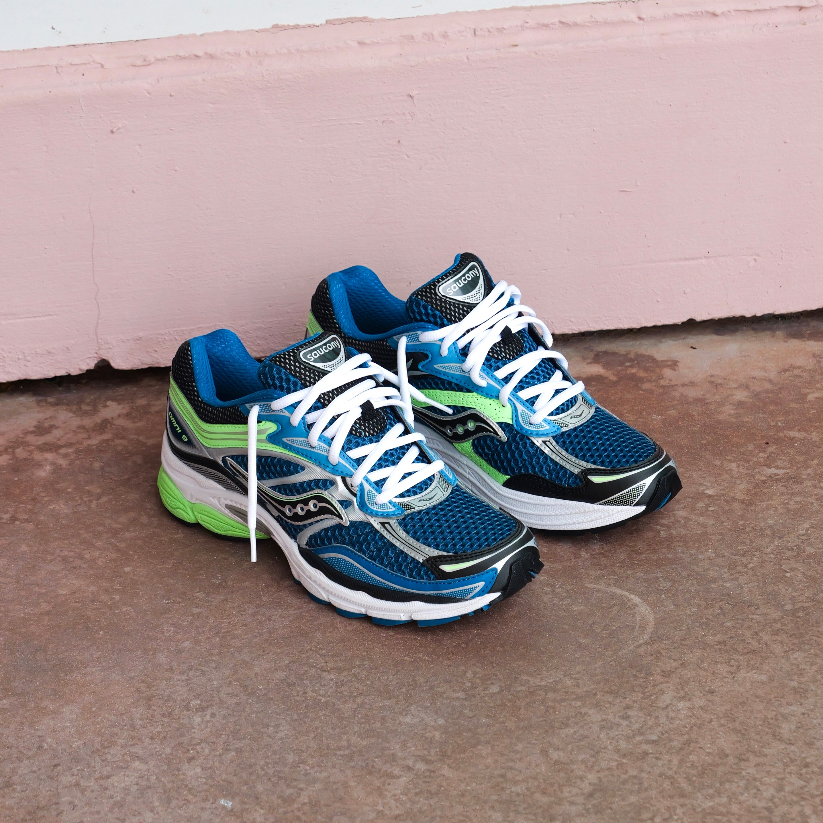 Mens Saucony ProGrid Omni 9 (Blue/Lime) - Saucony