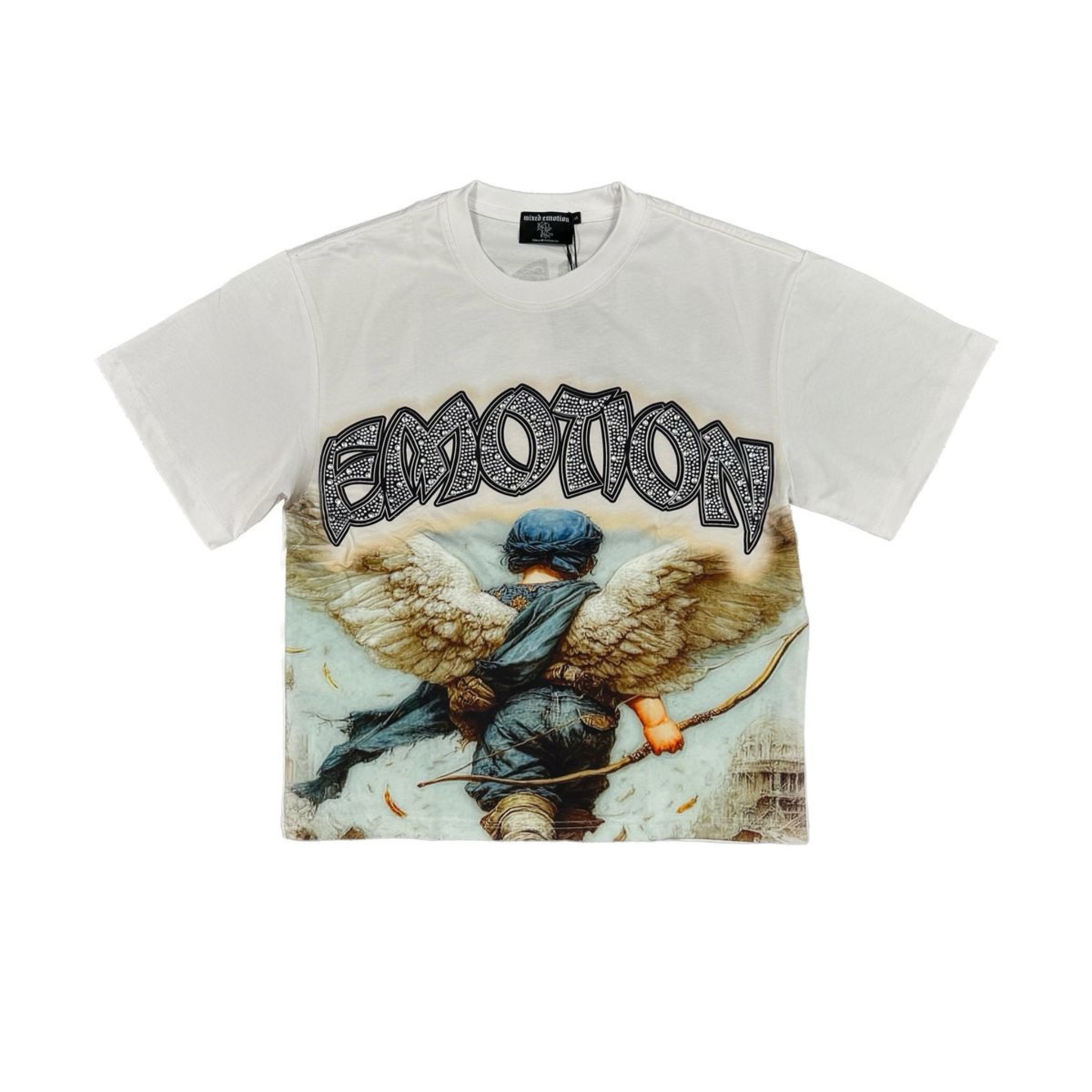 Mixed Emotion "Arch Angel" Rhinestone Tee (White) - Mixed Emotion