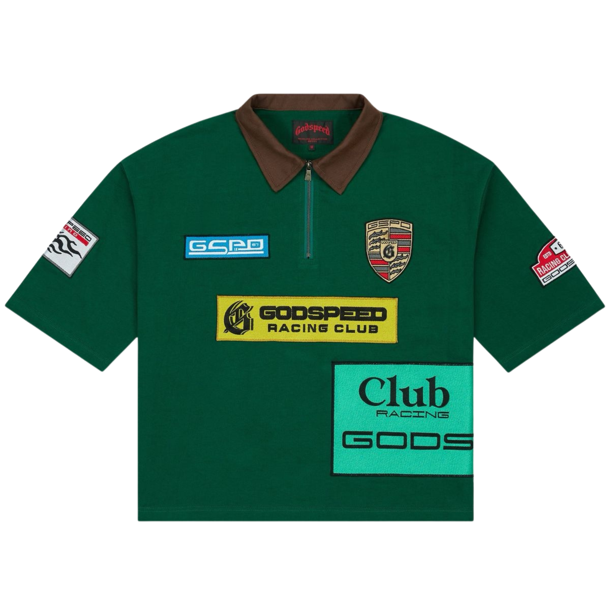 Godspeed "Grc" Quarter Zip Short Sleeve Polo (Green Brown)