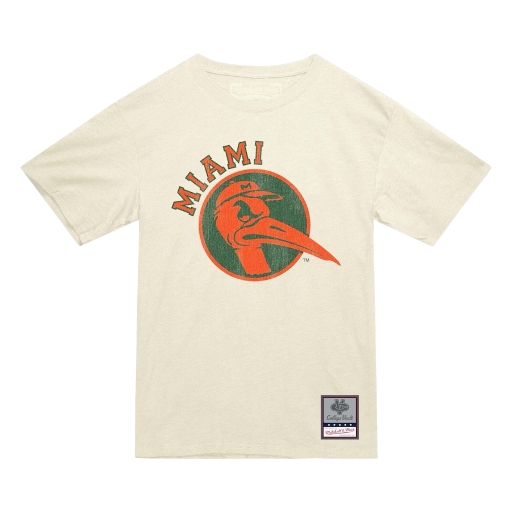 Mitchell & Ness Authentic Men's "Miami Hurricanes Retro Logo" T-Shirt (Cream) - Mitchell & Ness