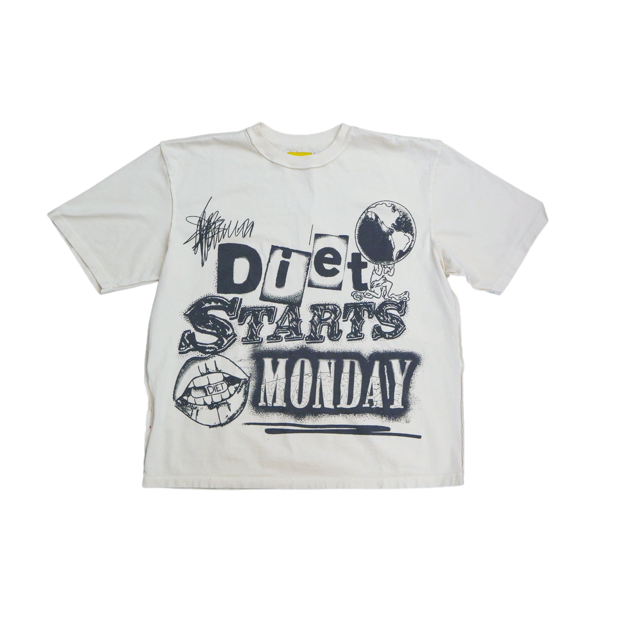 DSM "Spray Paint" Tee-Antique White/Black - Diet Starts Monday