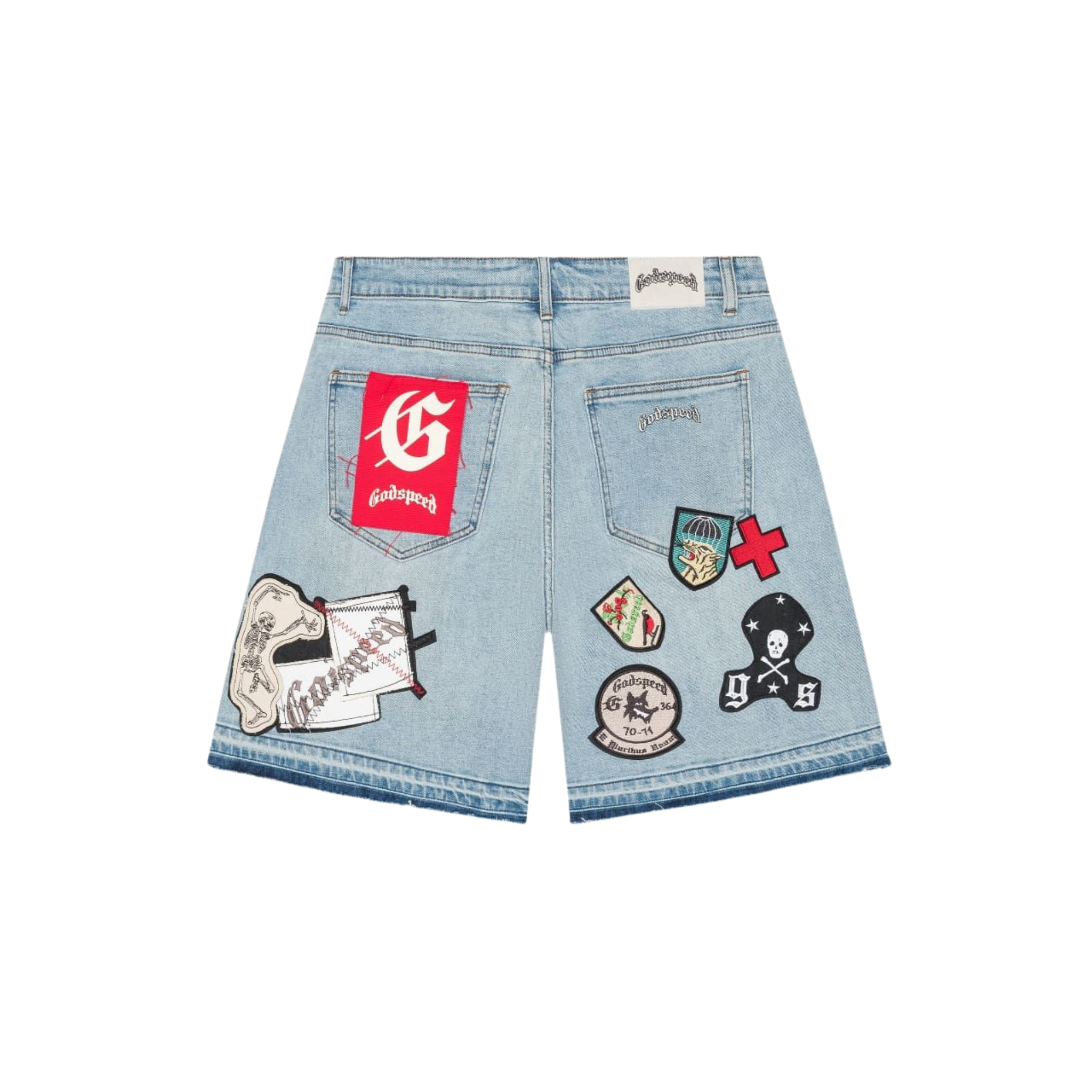 Godspeed Patchwork Denim Shorts (Blue)