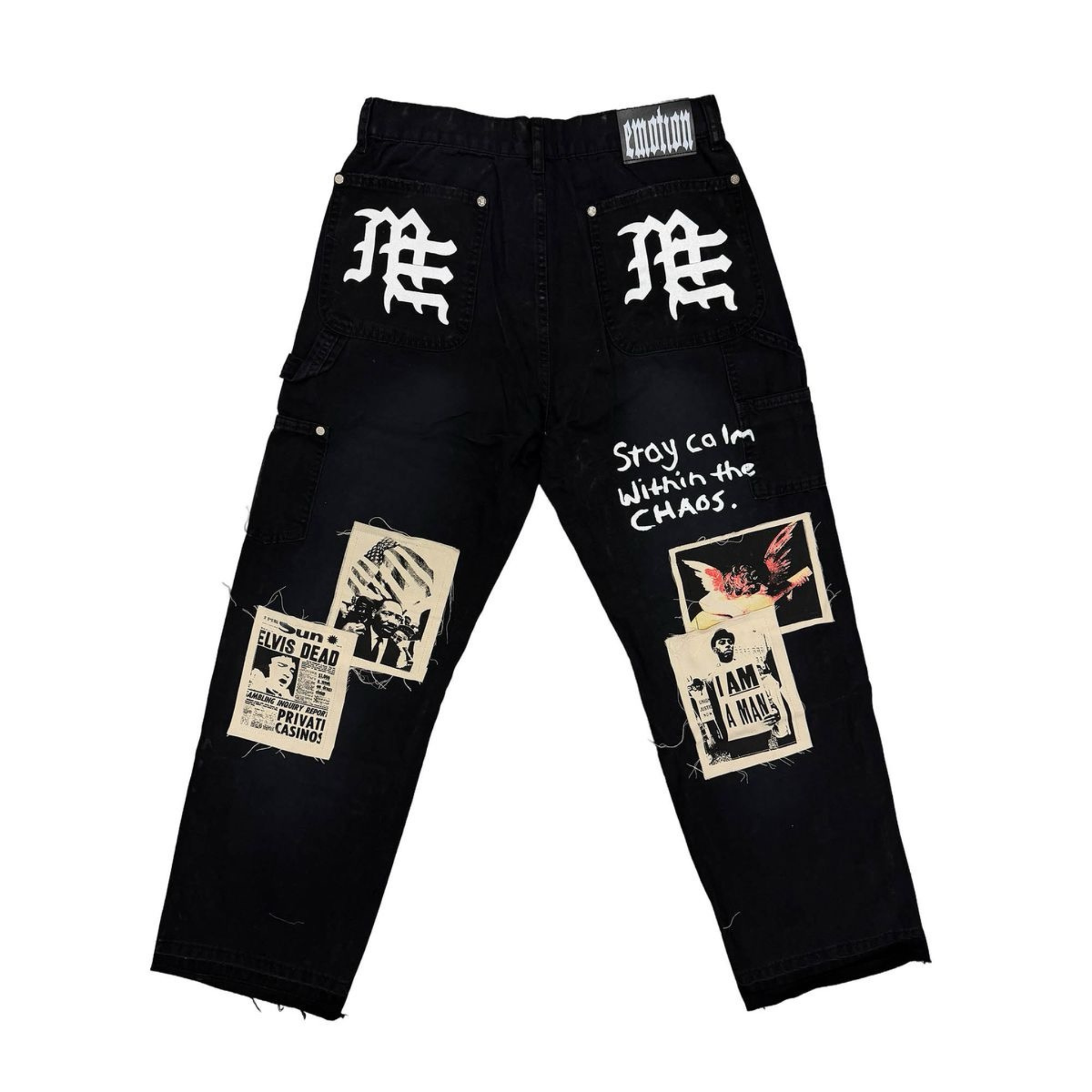 Mixed Emotion “Newspaper”” Carpenter Pants (Black)