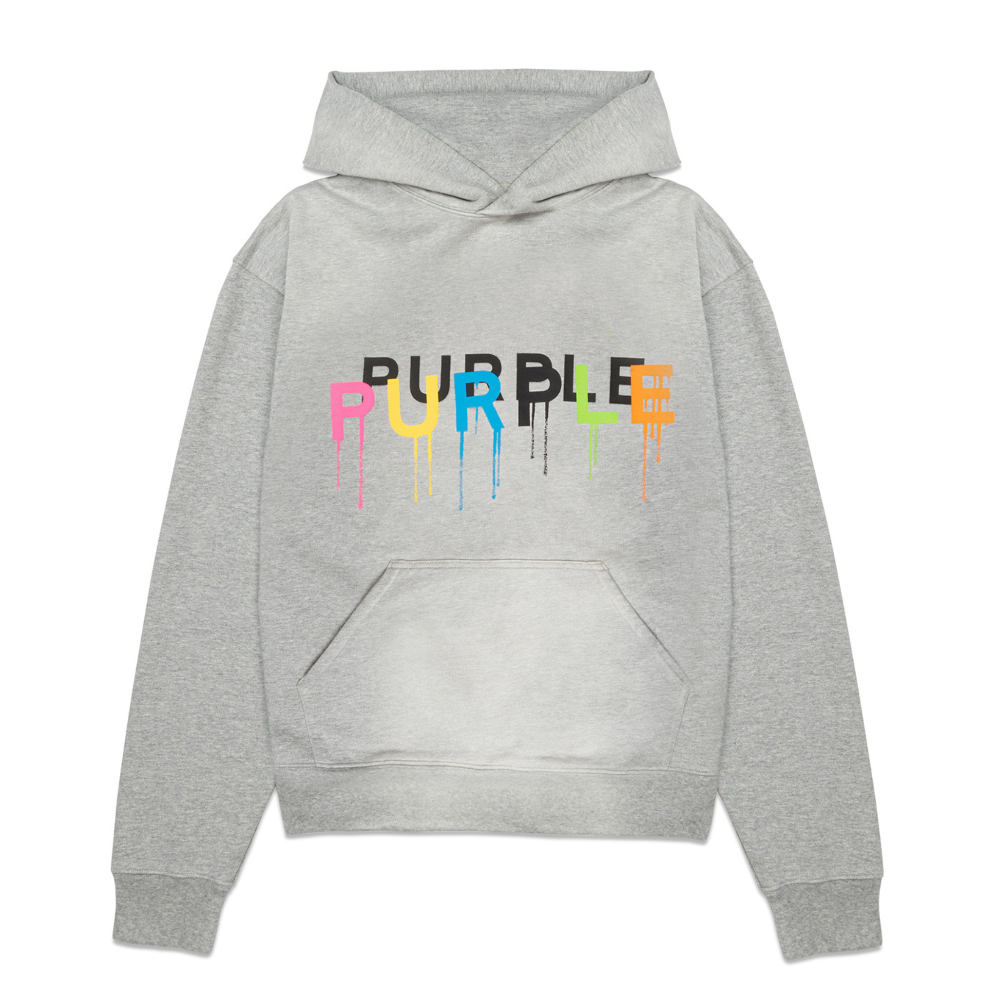 Purple Brand Wordmark Drip Grey Hoodie (P447-HHGW124) - PURPLE BRAND