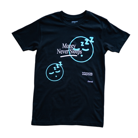 Outrank Money Never Sleeps T-shirt (Black/Teal) - Outrank