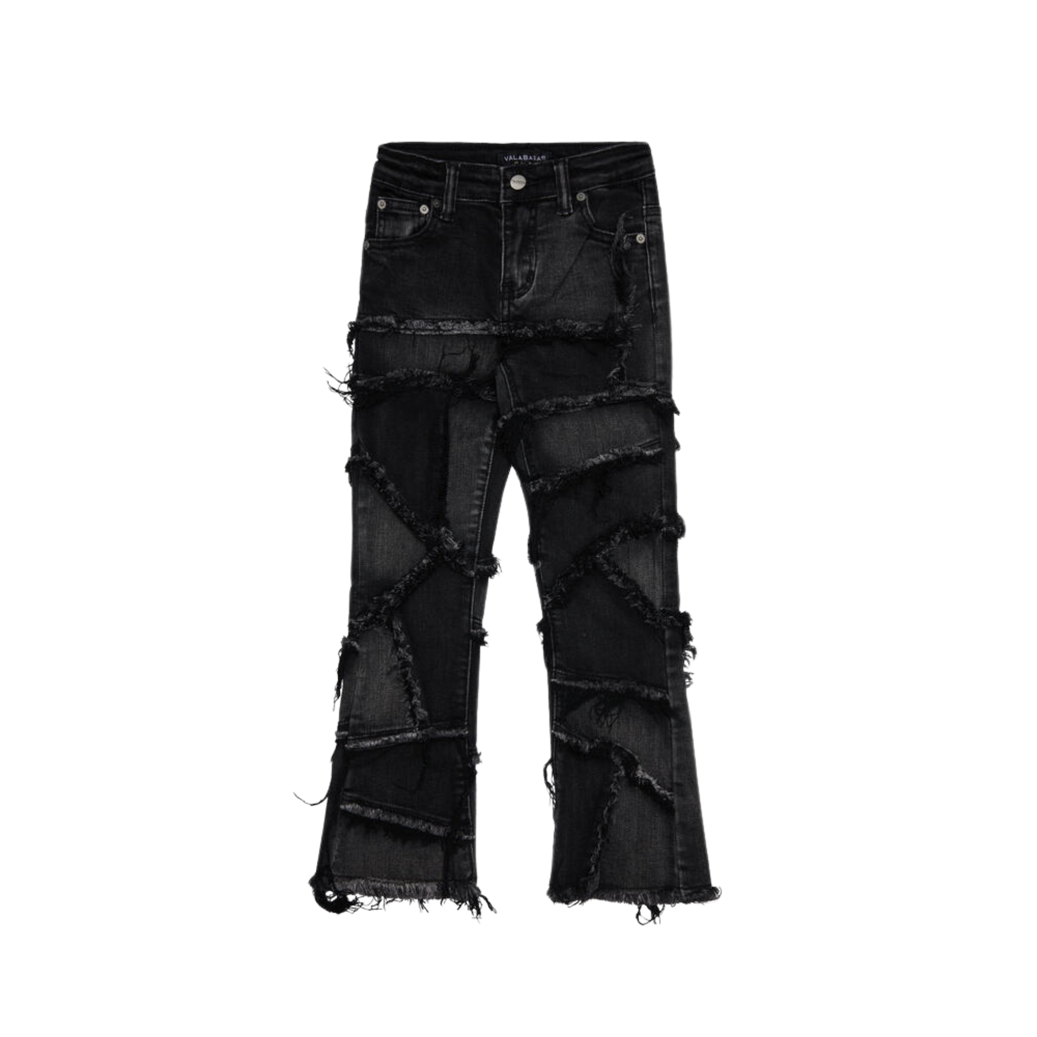 Kids Valabasas 'Patchwork" Stacked Jeans (Faded Black)