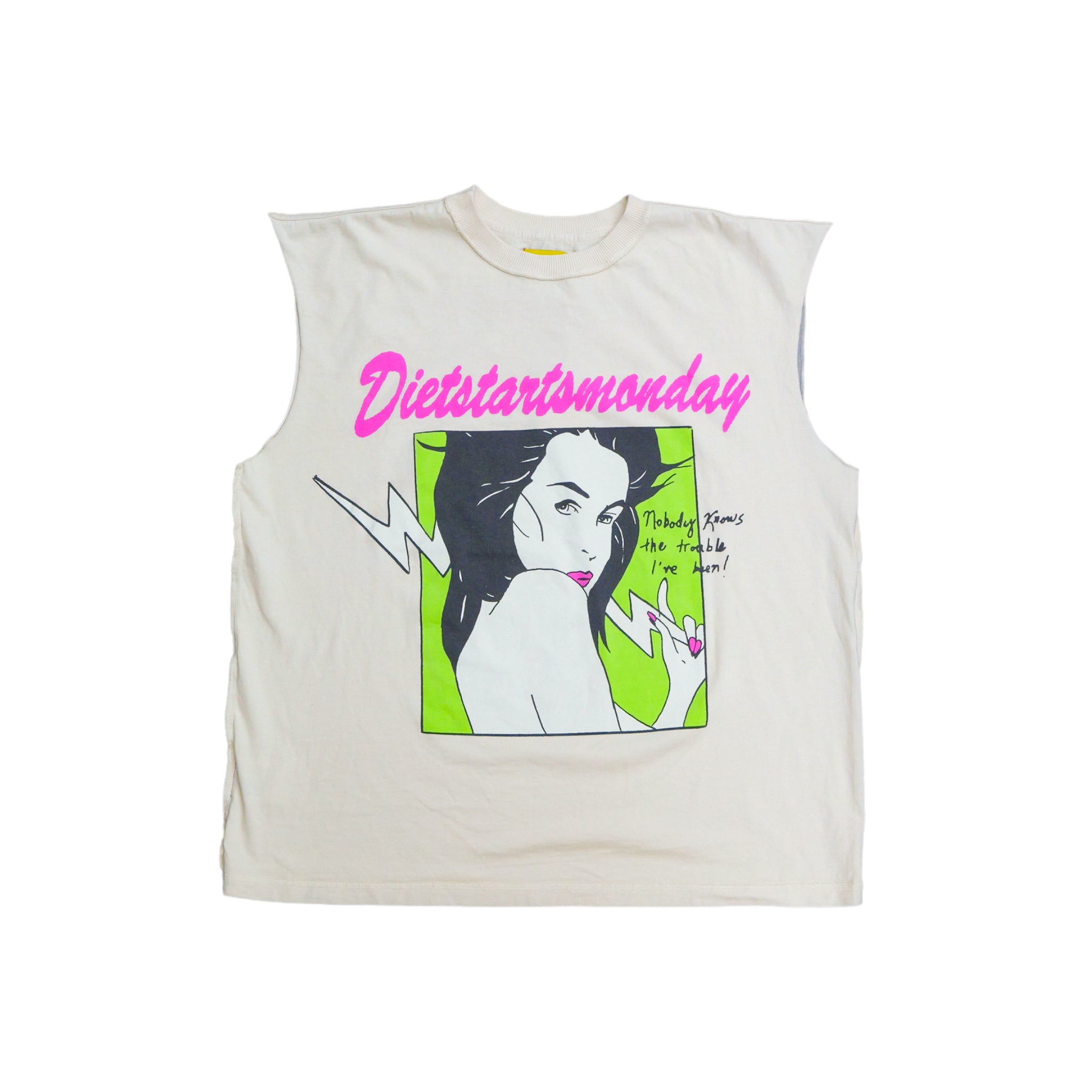 DSM "Trouble" Cut Off Tee-Antique White - Diet Starts Monday