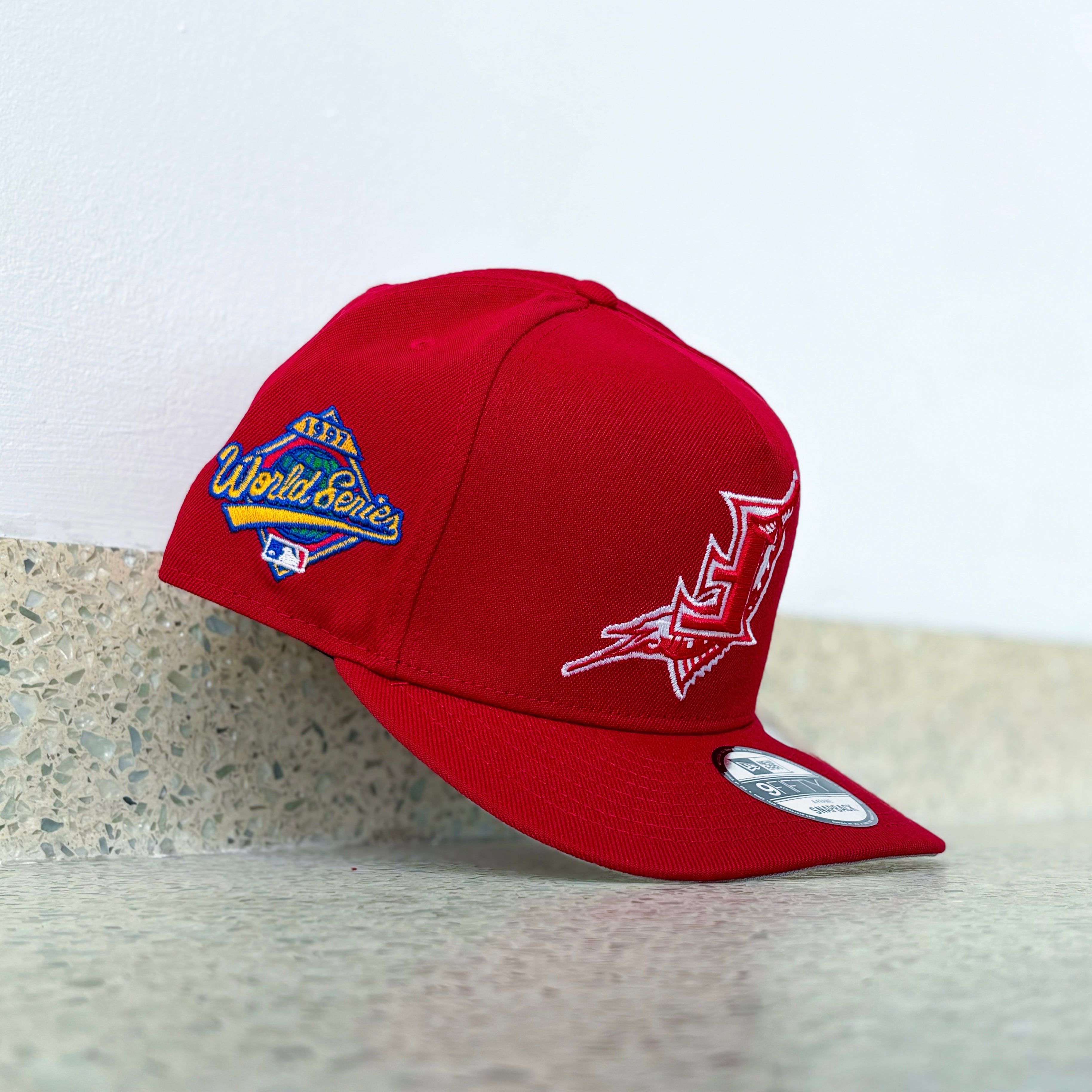 New Era Florida Marlins 1997 World Series Grey UV 9FIFTY A-Frame Snapback (Red)