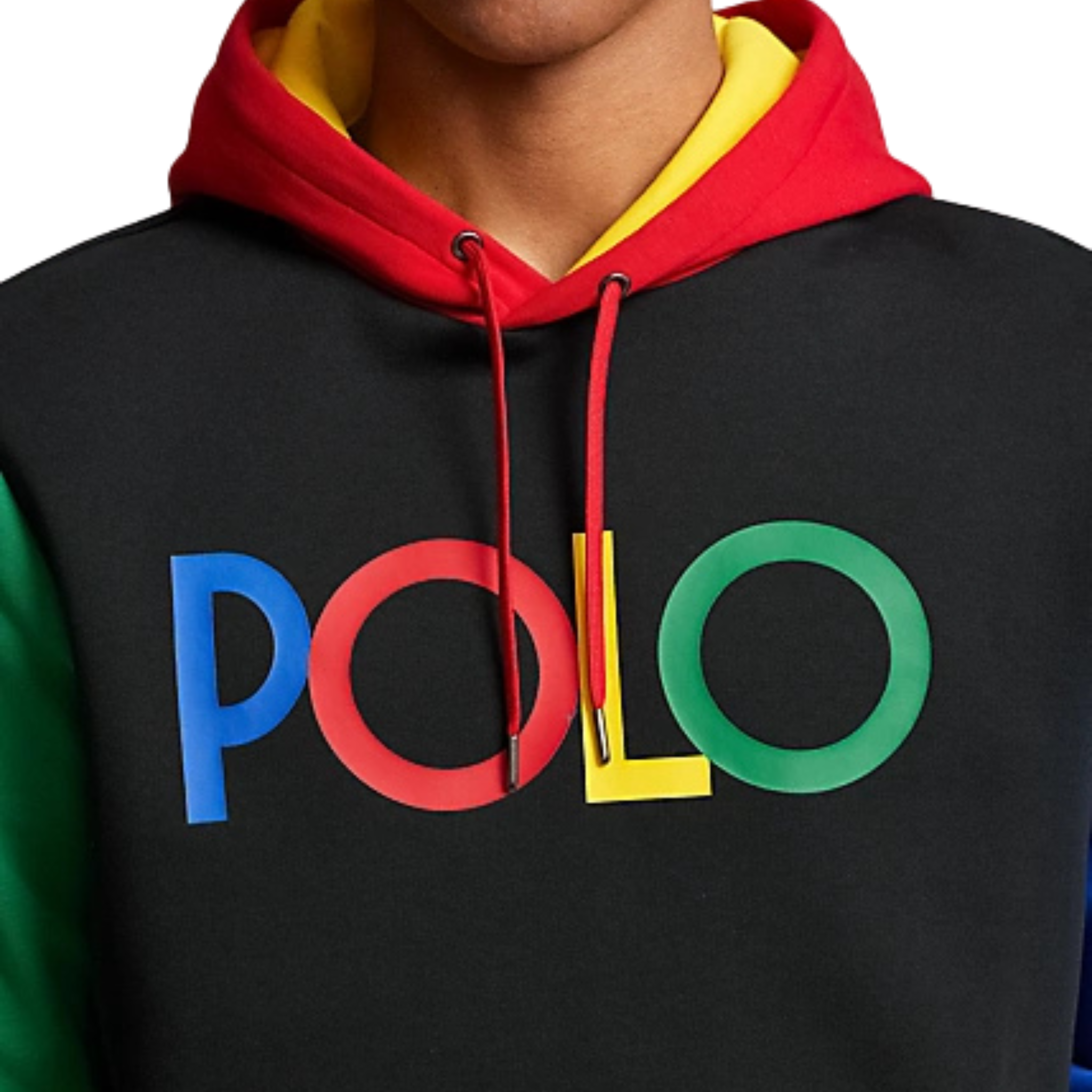 Polo Ralph Lauren Logo Color-Blocked Double-Knit Hoodie (Black/Multicolor)