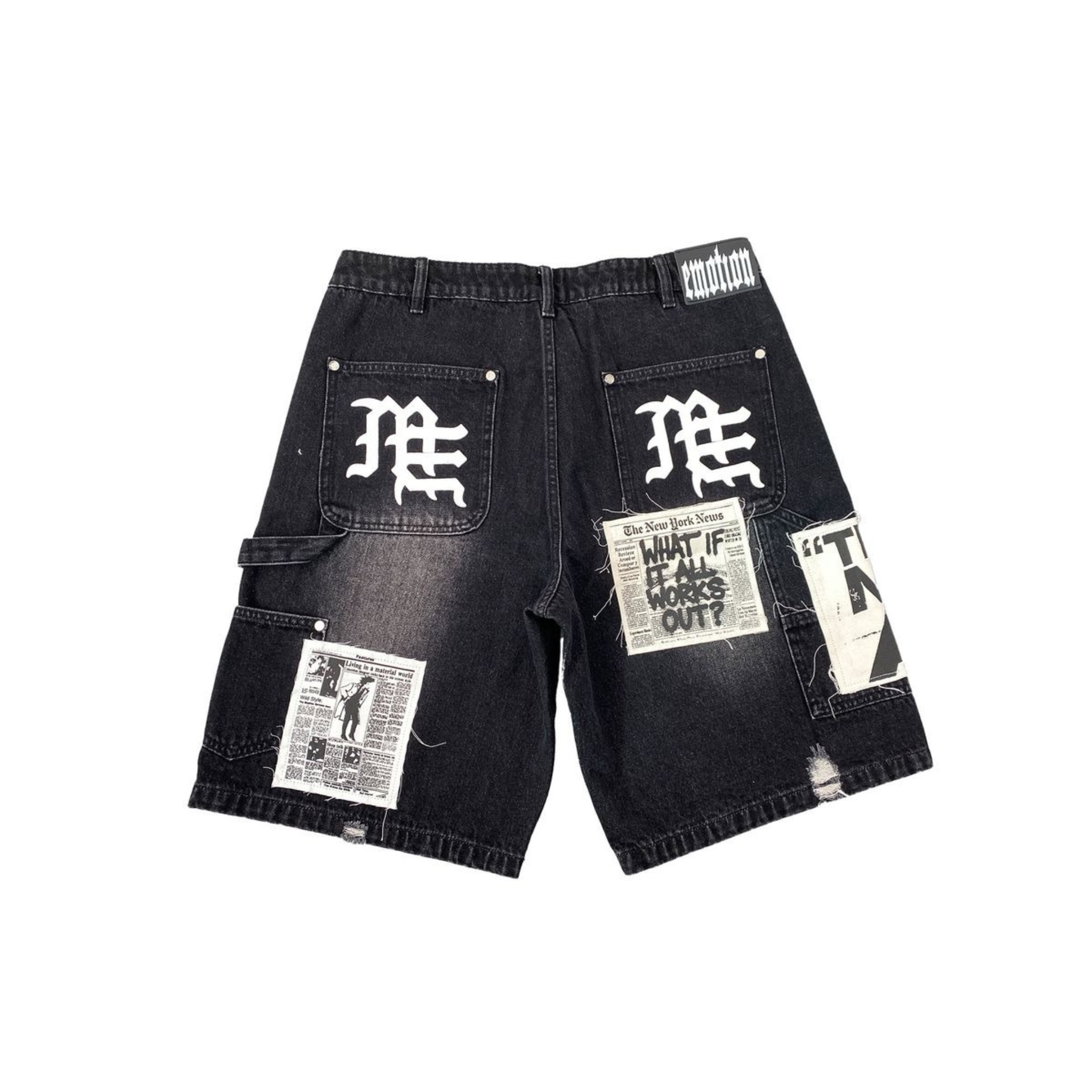 Mixed Emotion “AI” Denim shorts (Black) - Mixed Emotion