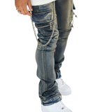 VALABASAS "ONYX" Dirty Wash Stacked Flared Jeans - VALABASAS