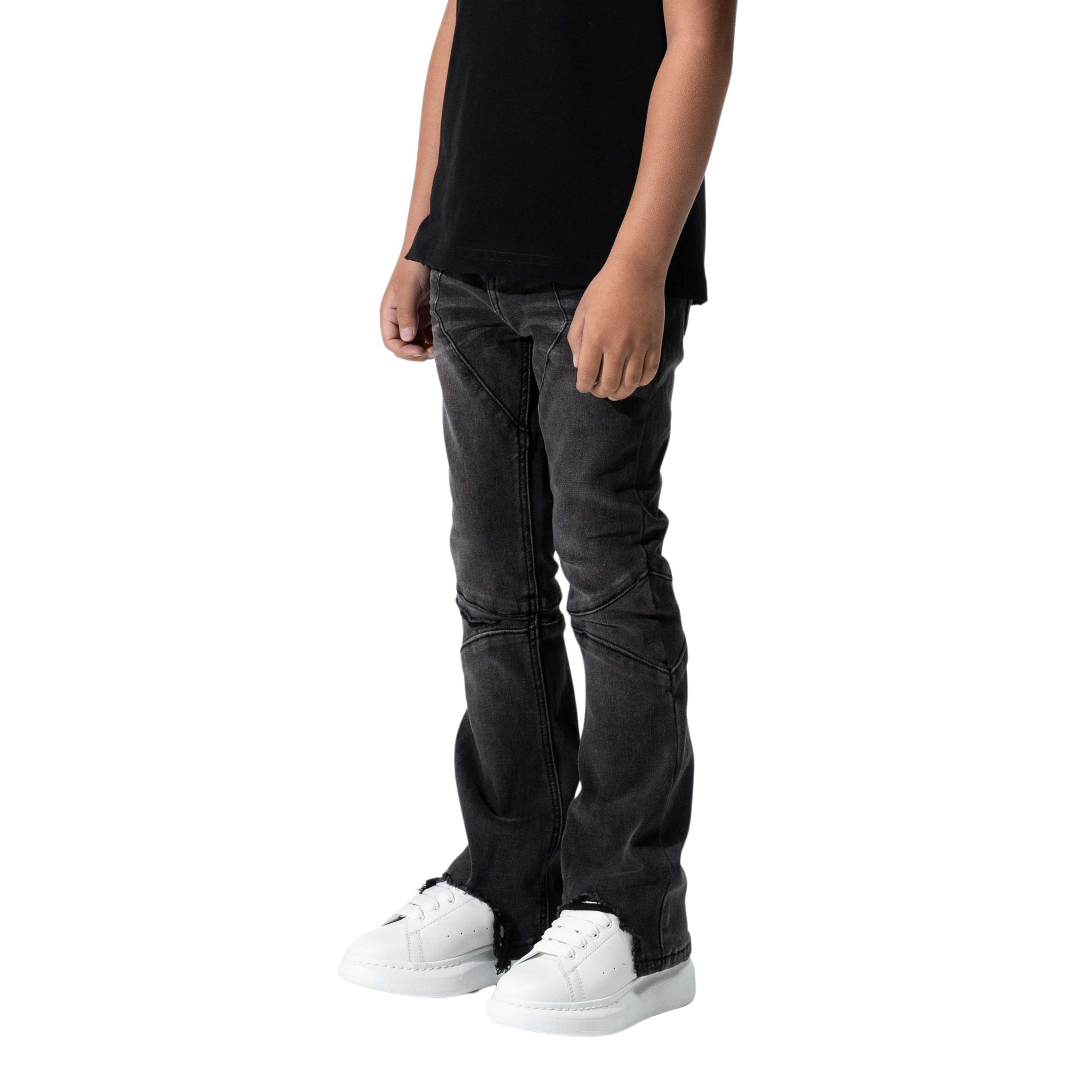 Kids Serenede "Nickel" Stacked Jeans (Grey)