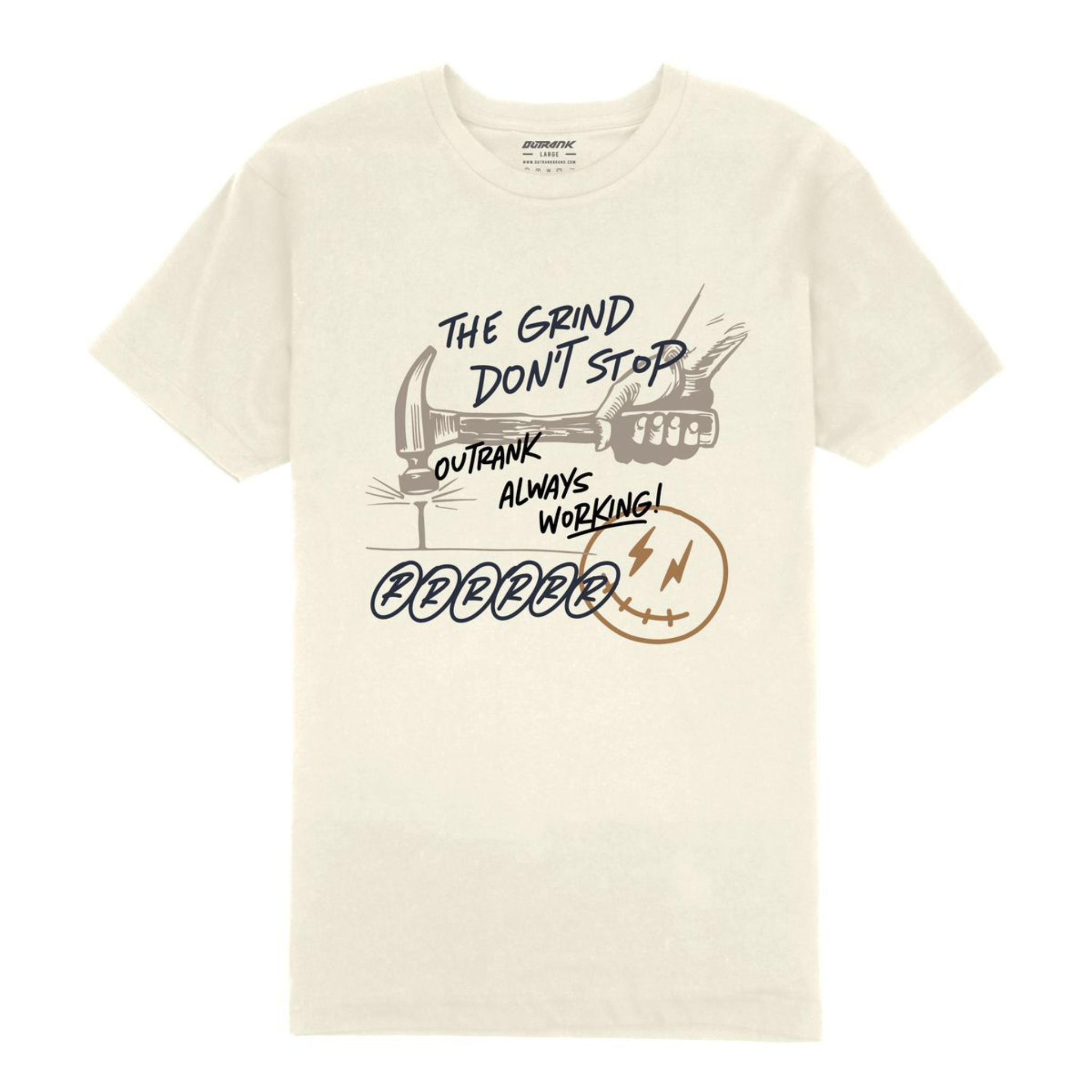 Outrank "The Grind Don't Stop" Tee (Vintage White)