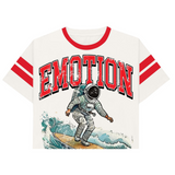 Mixed Emotion "Beach" Cropped Tee (Cream/Red)