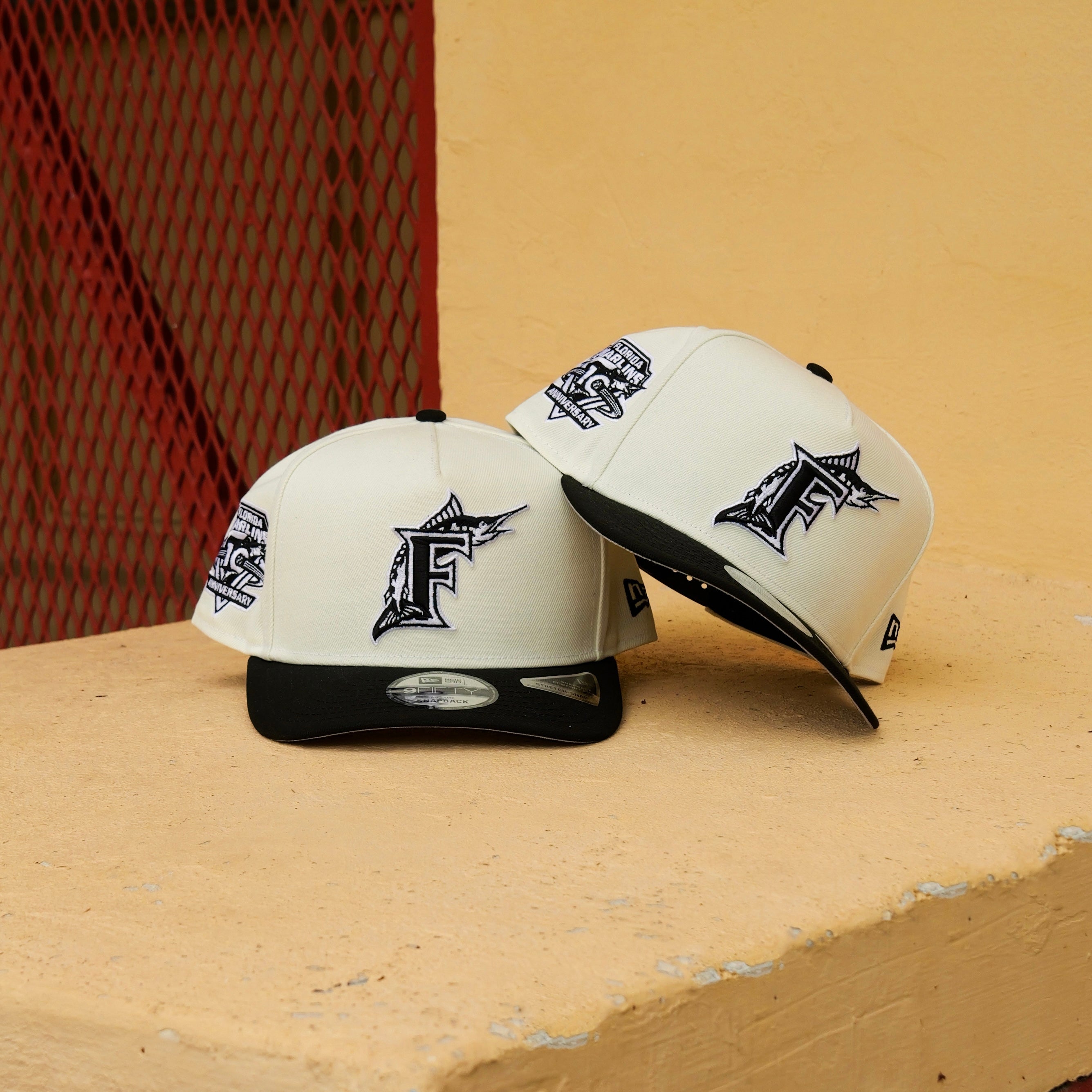 New Era Florida Marlins 10th Anniversary 9FIFTY A-Frame Snapback-(Cream/Black) - New Era