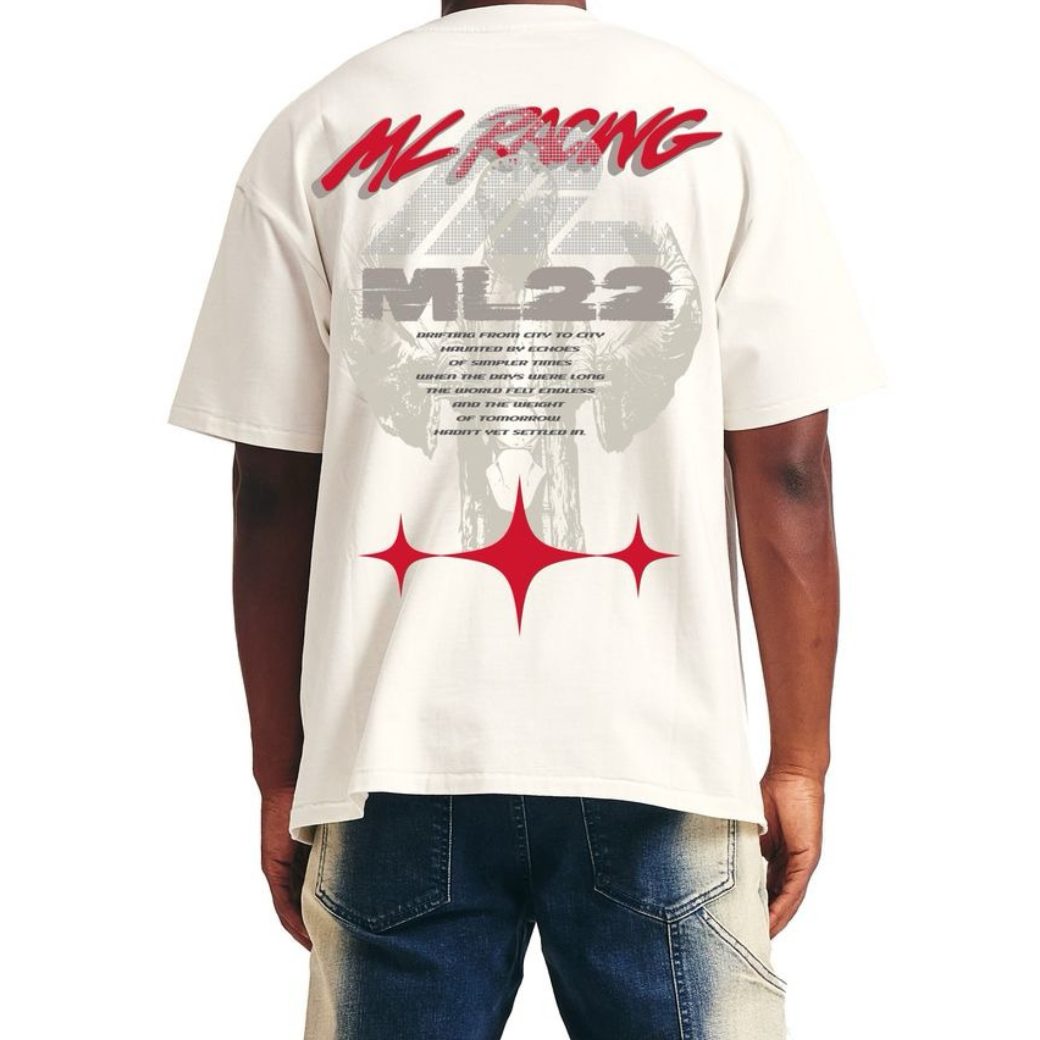 Memory Lane "Ghost Rider" Tee - Rhinestones (Off White) - Memory Lane