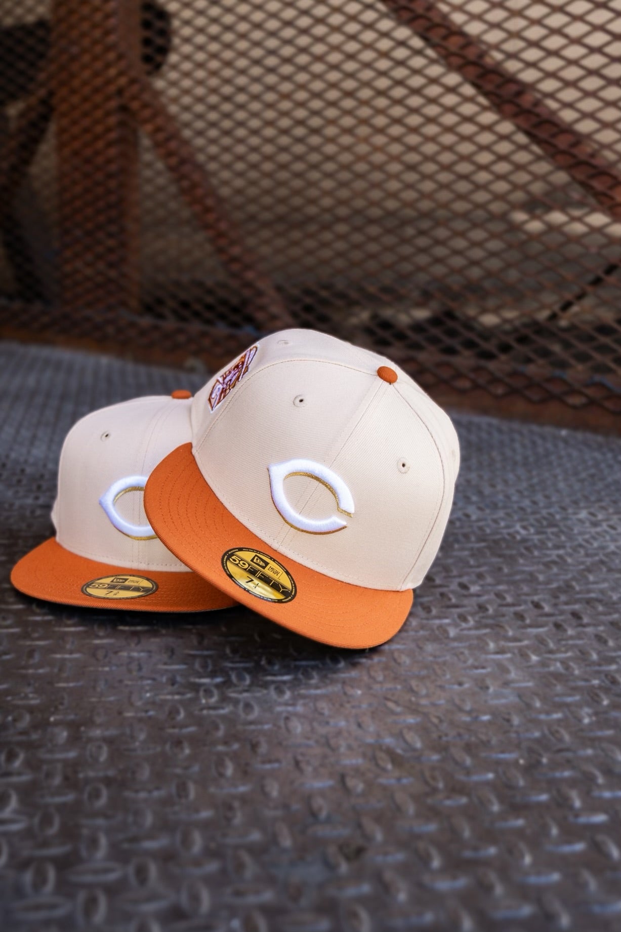 Cincinnati Reds 2003 Inaugural Season Grey UV (Mango Mocha/Orange) 59Fifty Fitted