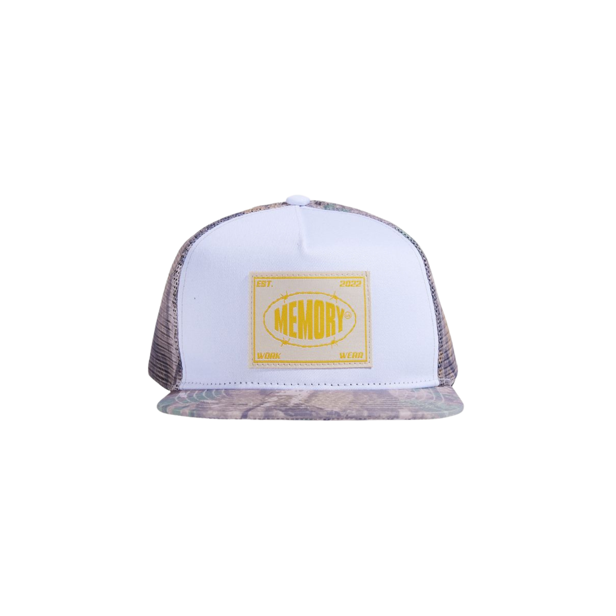 Memory Lane Workwear Label Trucker Hat (White/Camo)