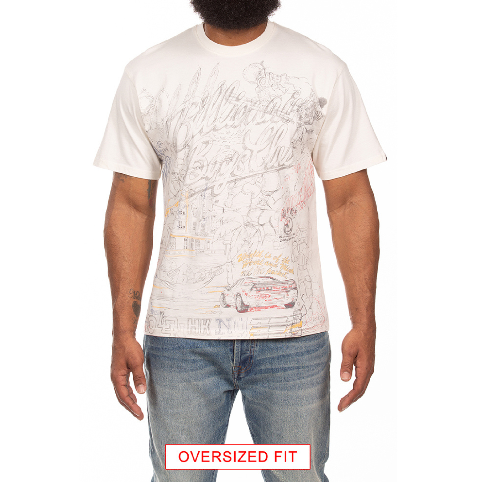 Billionaire Boys Club "Sketch" SS Knit (Oversized) (Gardenia) - Billionaire Boys Club