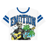 Mixed Emotion "Guitar" Cropped Tee (White/Blue)