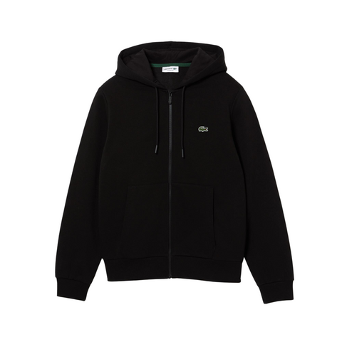 Lacoste Kangaroo Pocket Fleece Zipped Sweatshirt (Black) - Lacoste