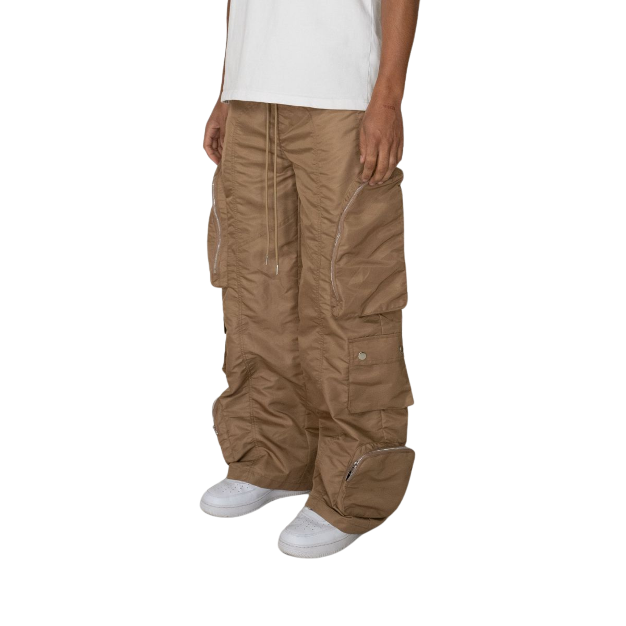 EPTM Baggy Moon Zip Cargo Pants (Khaki)