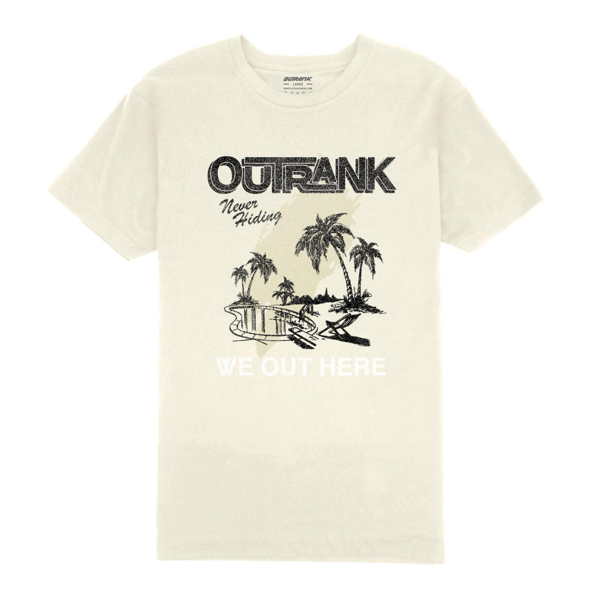 Mens Outrank Never Hiding T-Shirt (Vintage White) - Outrank