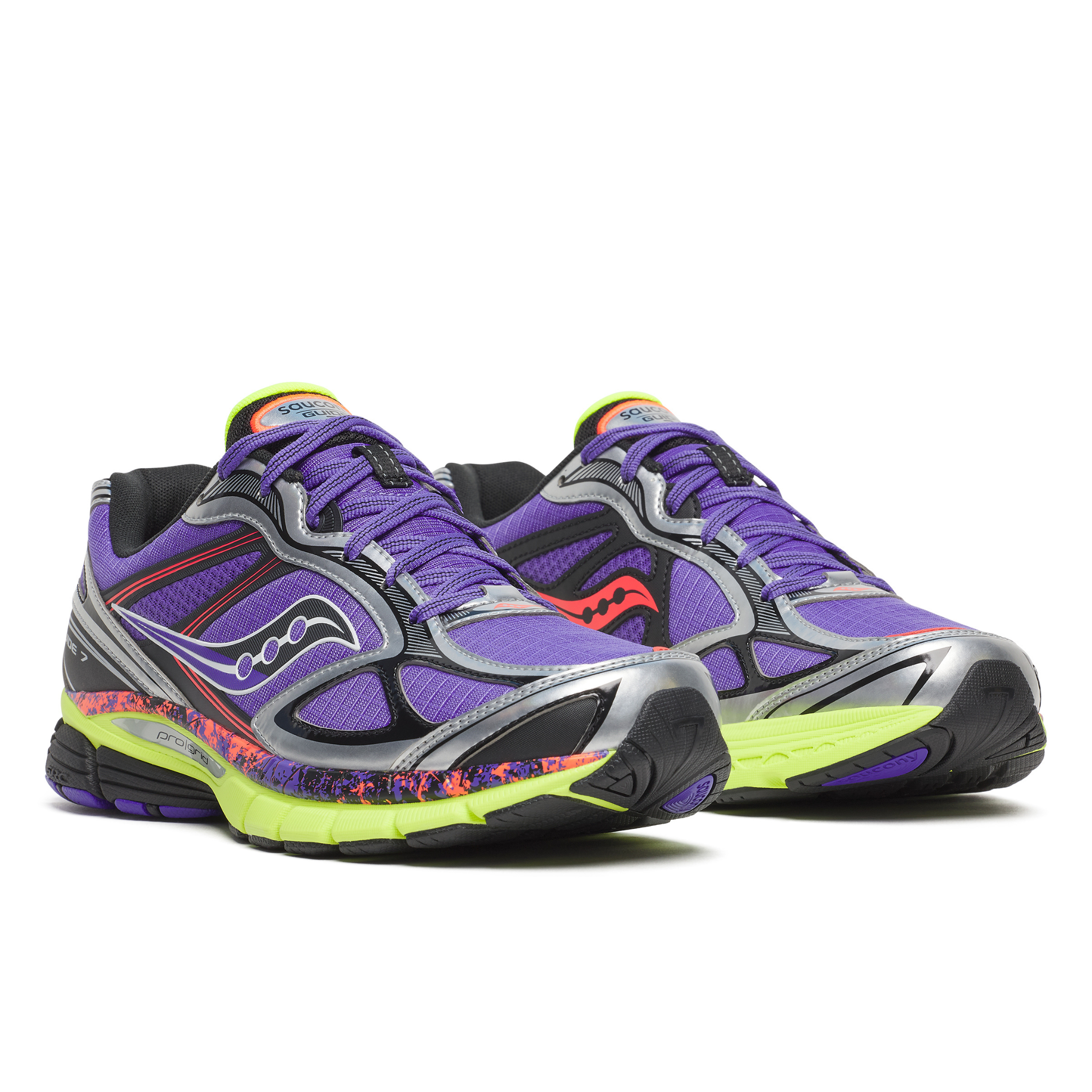 Mens Saucony ProGrid Guide 7 (Purple/Citron) - Saucony