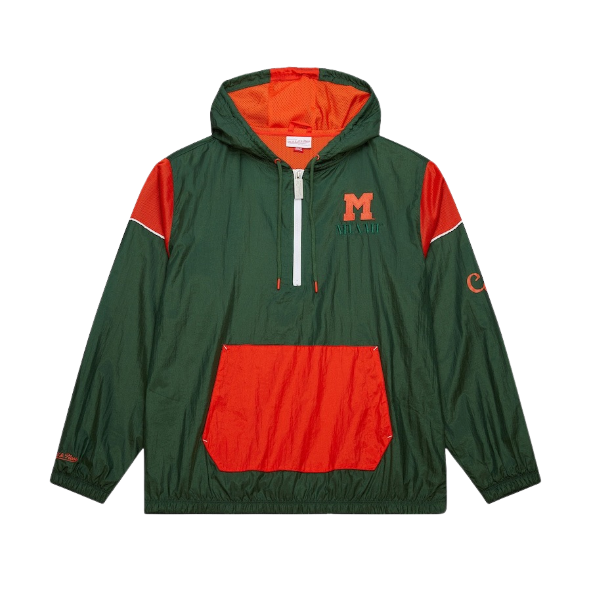 Mitchell & Ness Authentic "Miami Hurricanes Anorak Vintage Logo" Half-Zip Jacket - Green - Mitchell & Ness