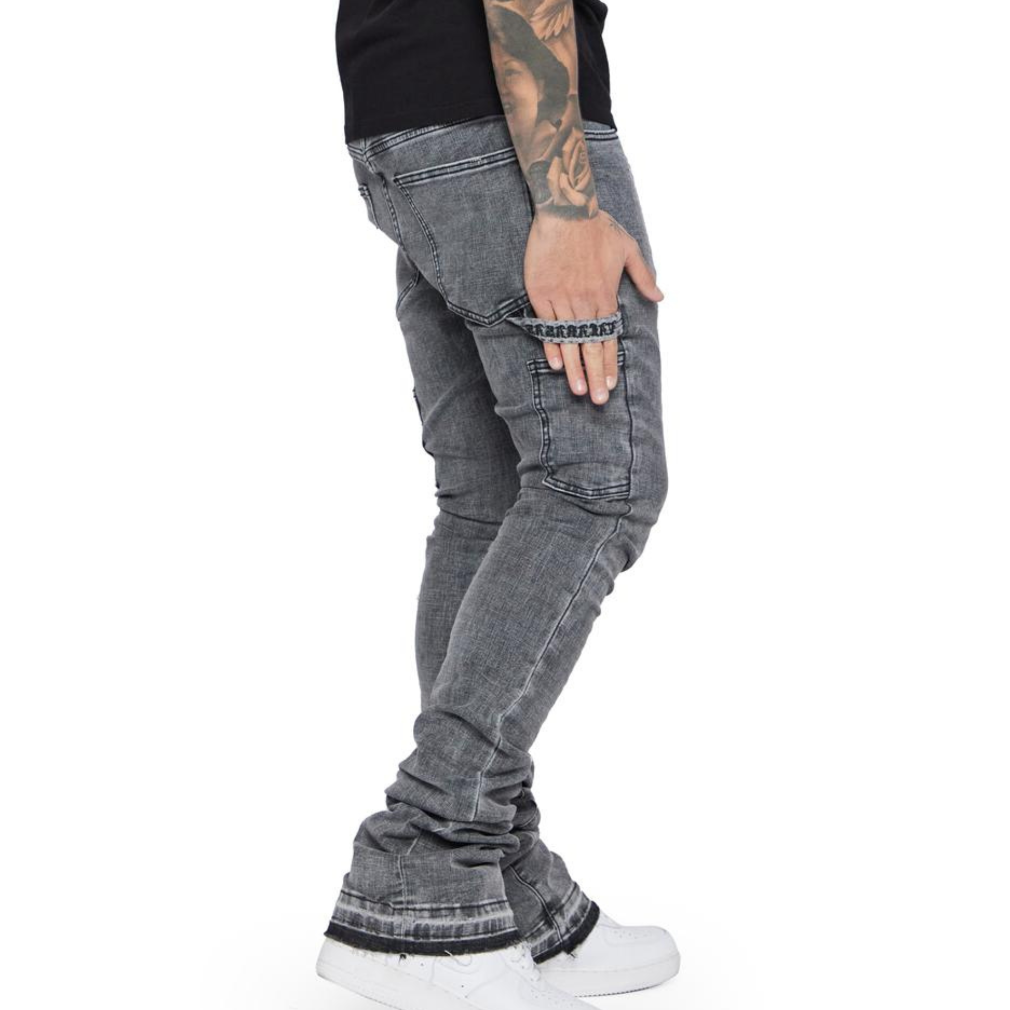 VALABASAS Mr.Extendo Stacked Denim (Grey) - VALABASAS