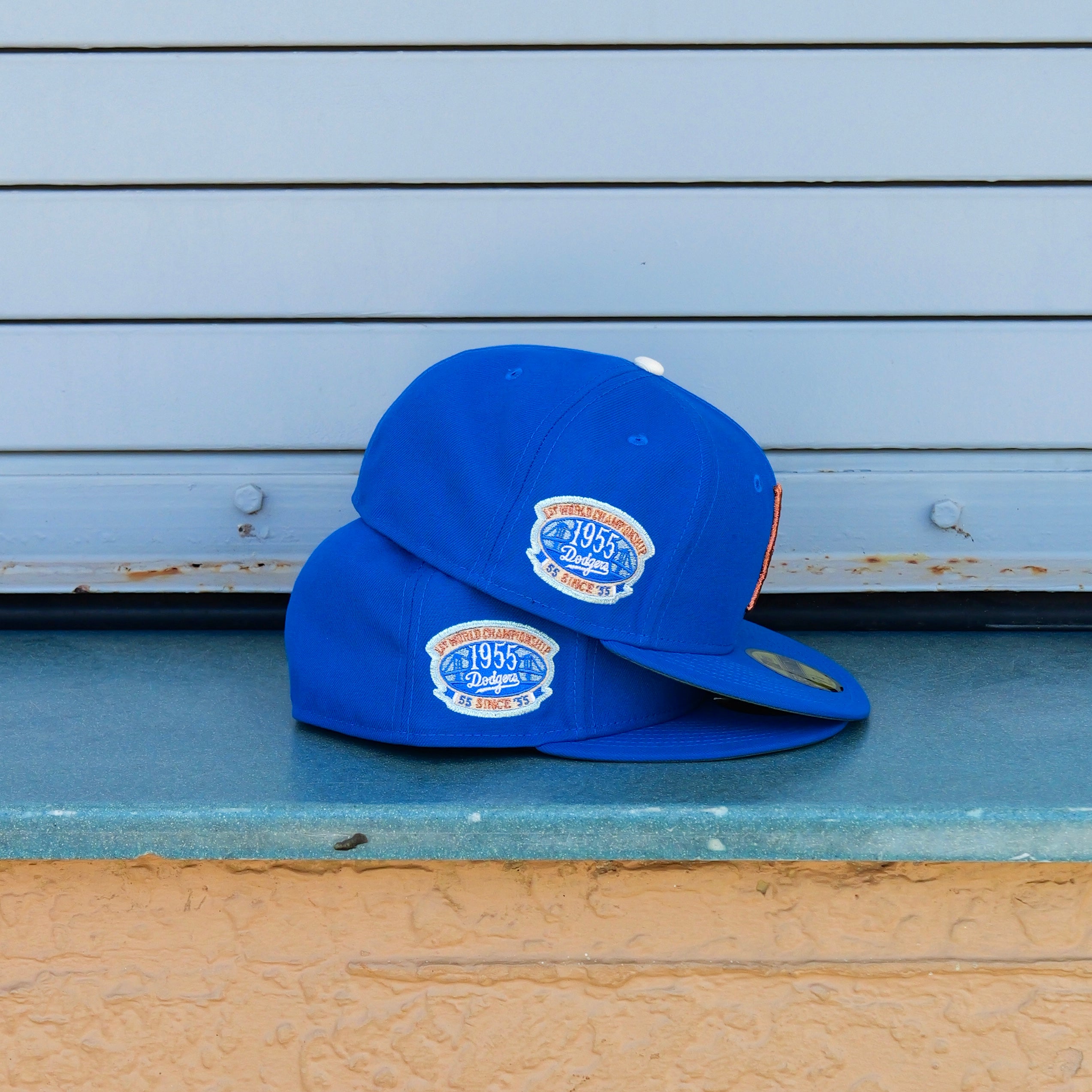 New Era Brooklyn Dodgers 1955 World Championship Side Patch Fitted (Royal) - New Era