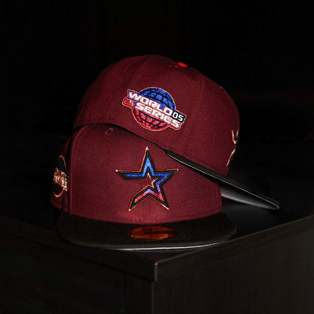 New Era Houston Astros 2005 World Series Side Patch Fitted (Maroon/Black) - New Era