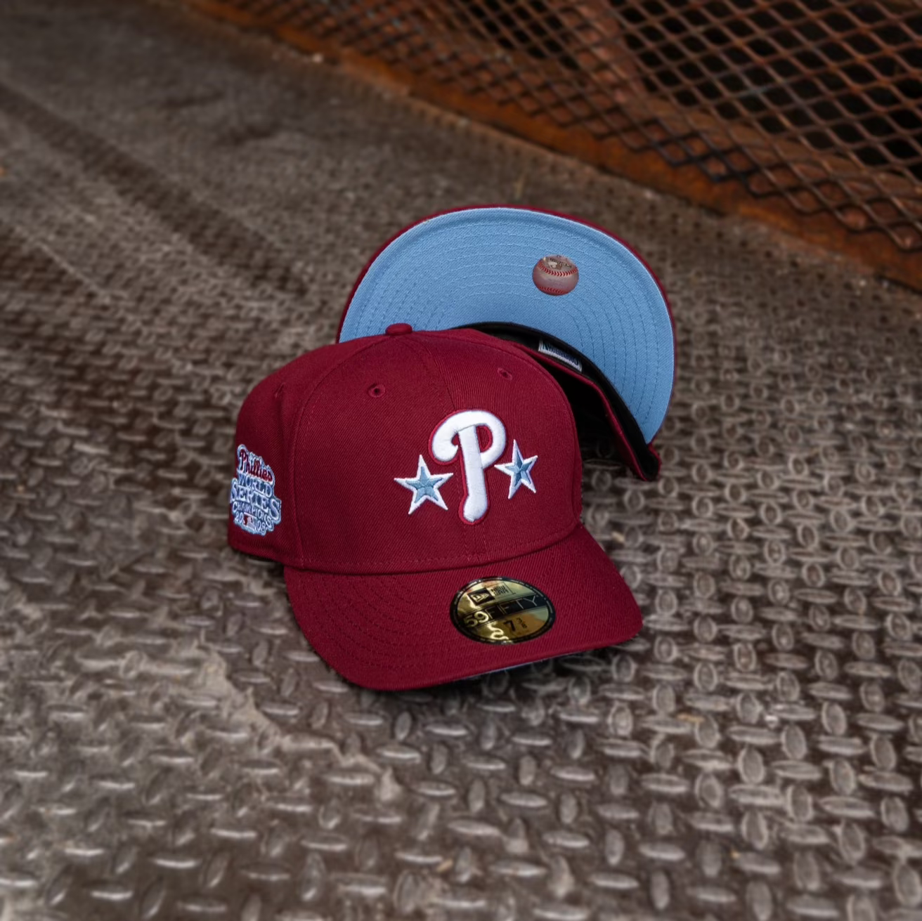 New Era Philadelphia Phillies 2008 WS Champions Sky UV 59Fifty Fitted (Cardinal)