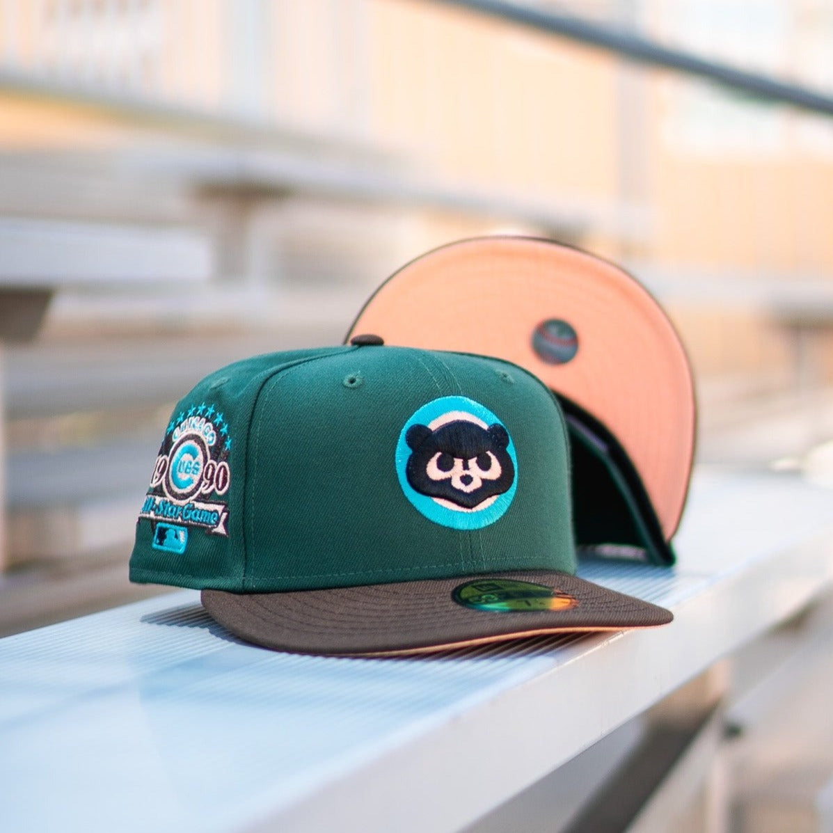 New Era Chicago Cubs 1990 ASG Peach UV (Forest Green/Mocha) - New Era