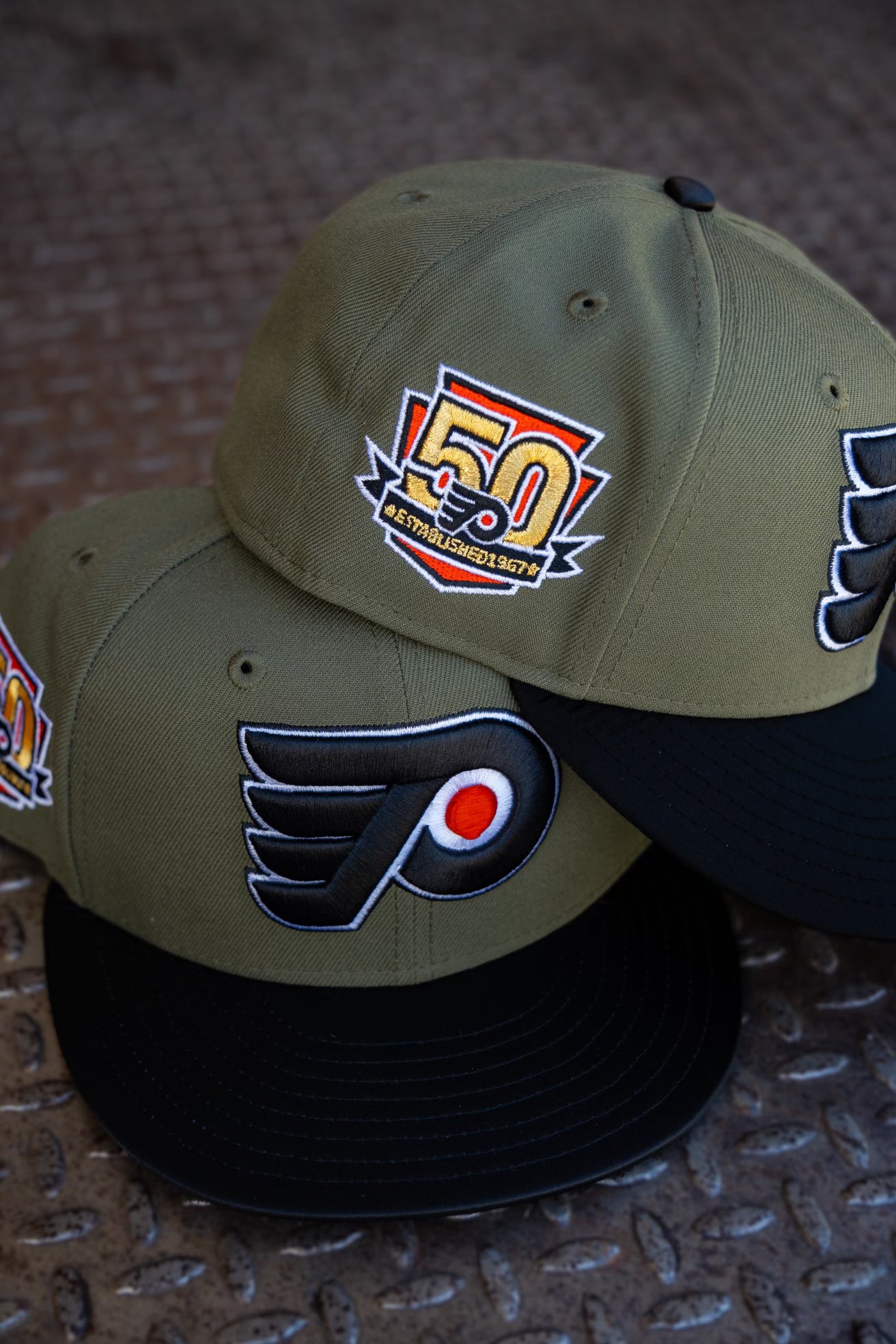 New Era Philadelphia Flyers 50th Anniversary Grey UV 59Fifty Fitted (Olive/Satin Black)