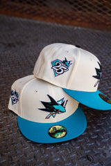 New Era San Jose Sharks 25th Anniversary Pink UV 59Fifty Fitted (Off White/Teal)