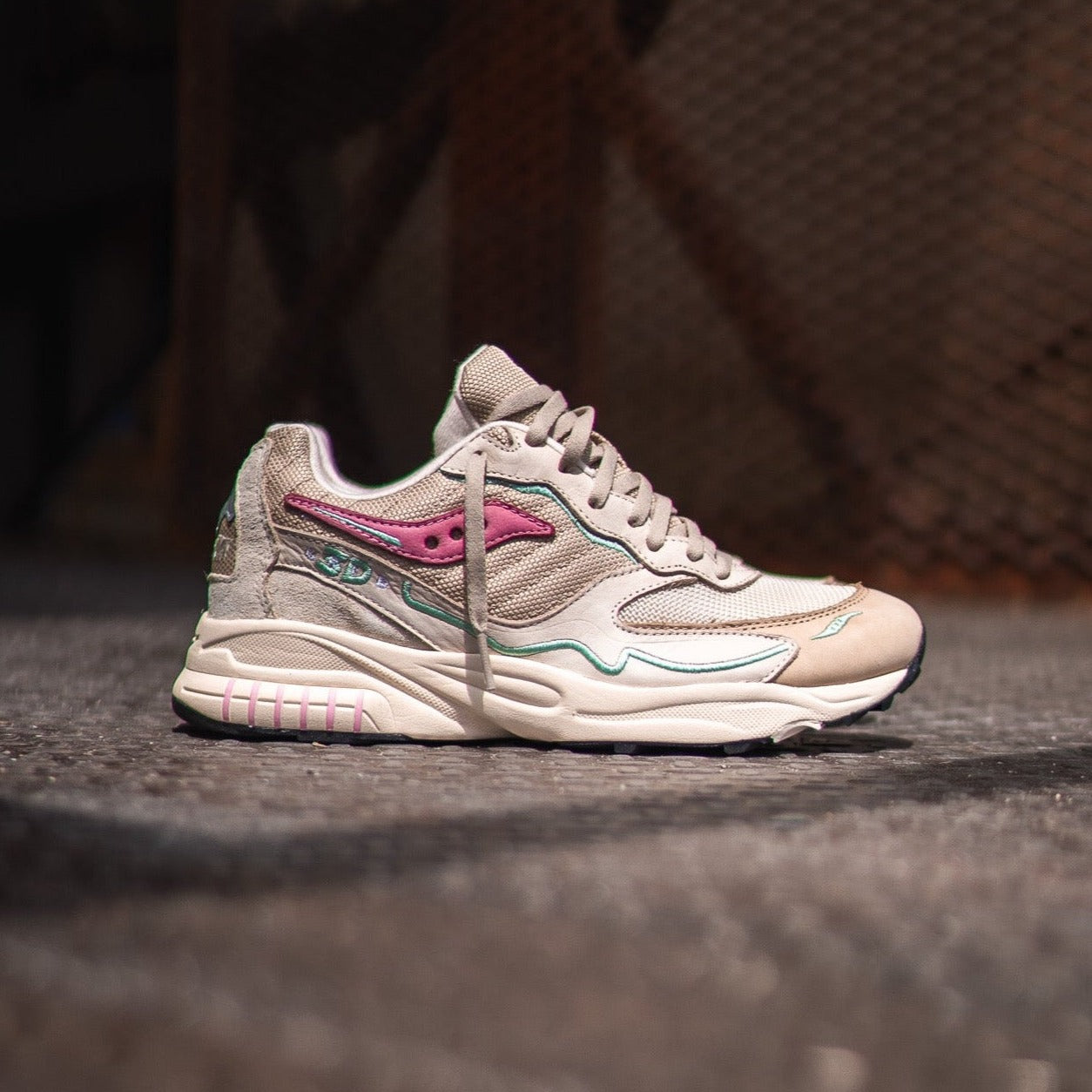 Saucony 3D Grid Hurricane (Cream/Pink) - Saucony