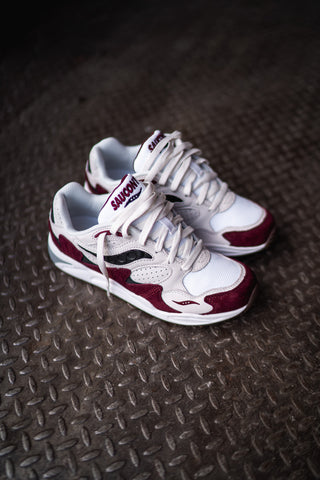 Mens Saucony Grid Shadow 2 (Cream Red Burgundy) - SNEAKER TOWN