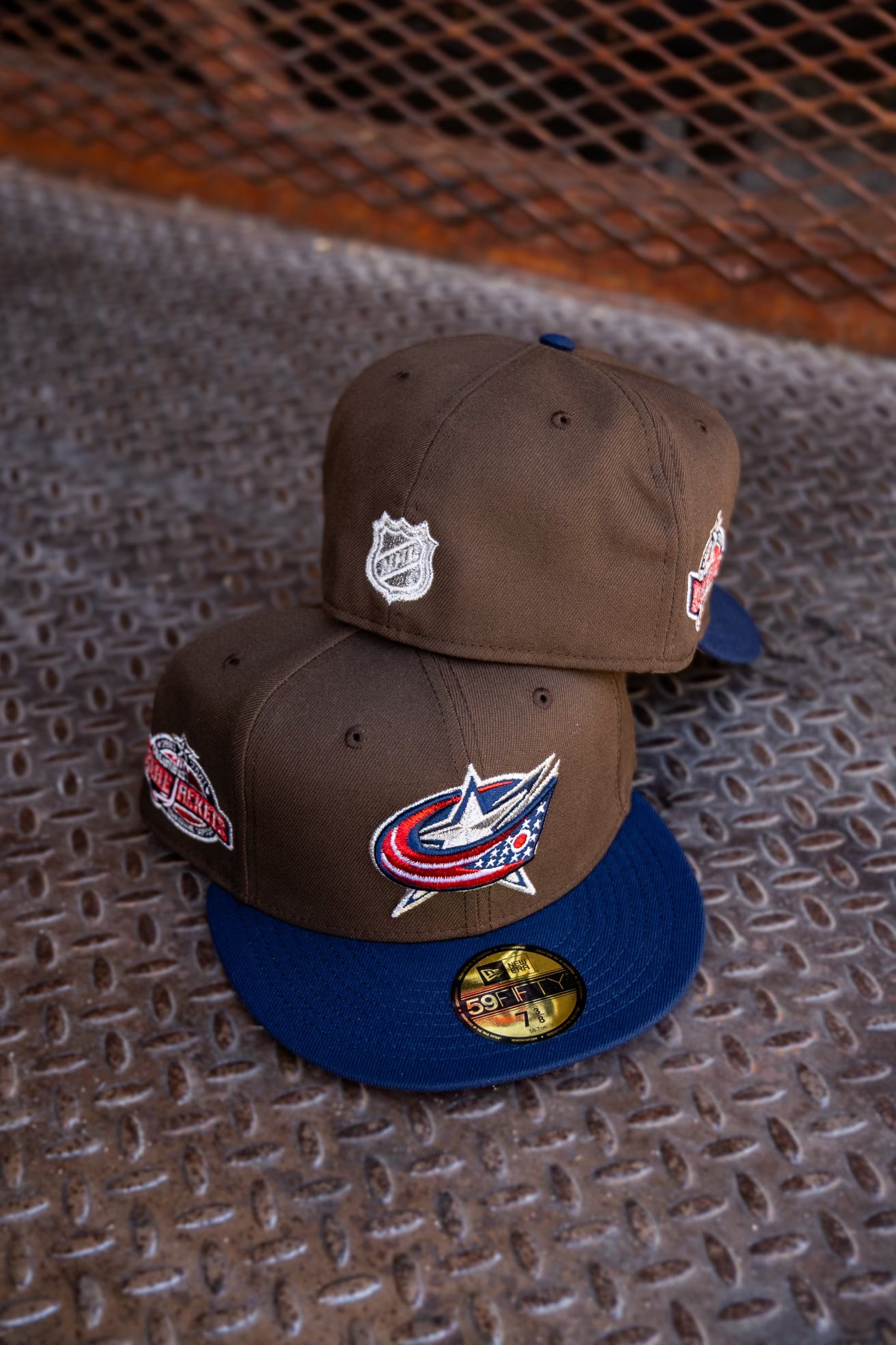 New Era Columbus Blue Jackets Inaugural Season Pink UV (Brown/Navy) 59Fifty Fitted