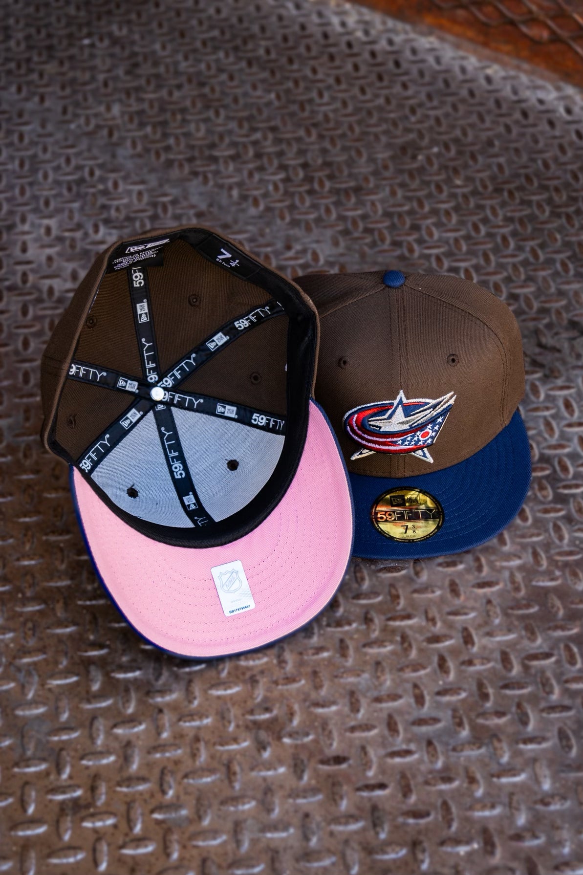 New Era Columbus Blue Jackets Inaugural Season Pink UV (Brown/Navy) 59Fifty Fitted