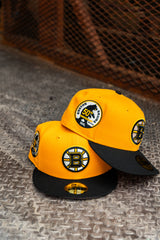 New Era Boston Bruins 50th Anniversary Pink UV 59Fifty Fitted (Gold/Black)