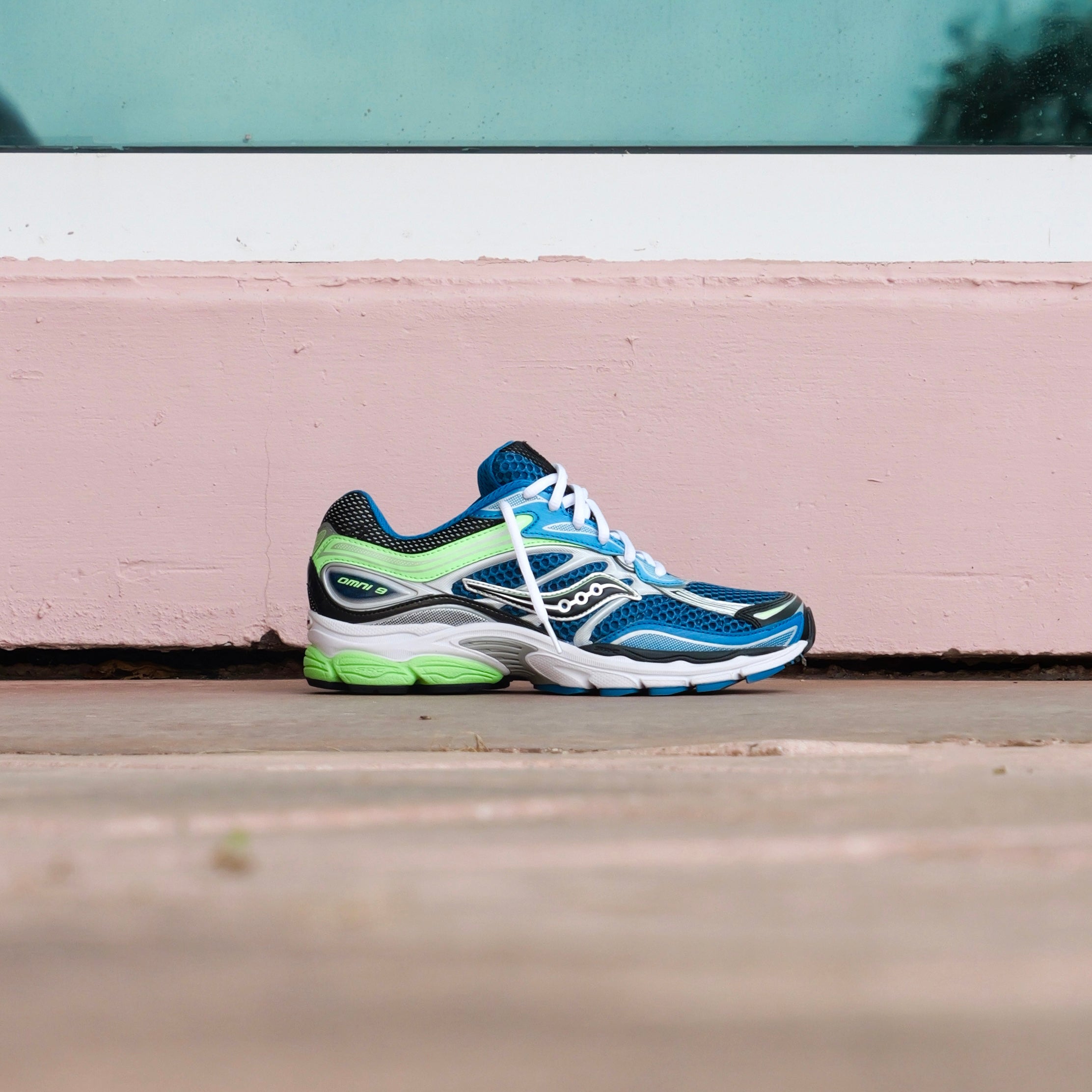 Mens Saucony ProGrid Omni 9 (Blue/Lime) - Saucony