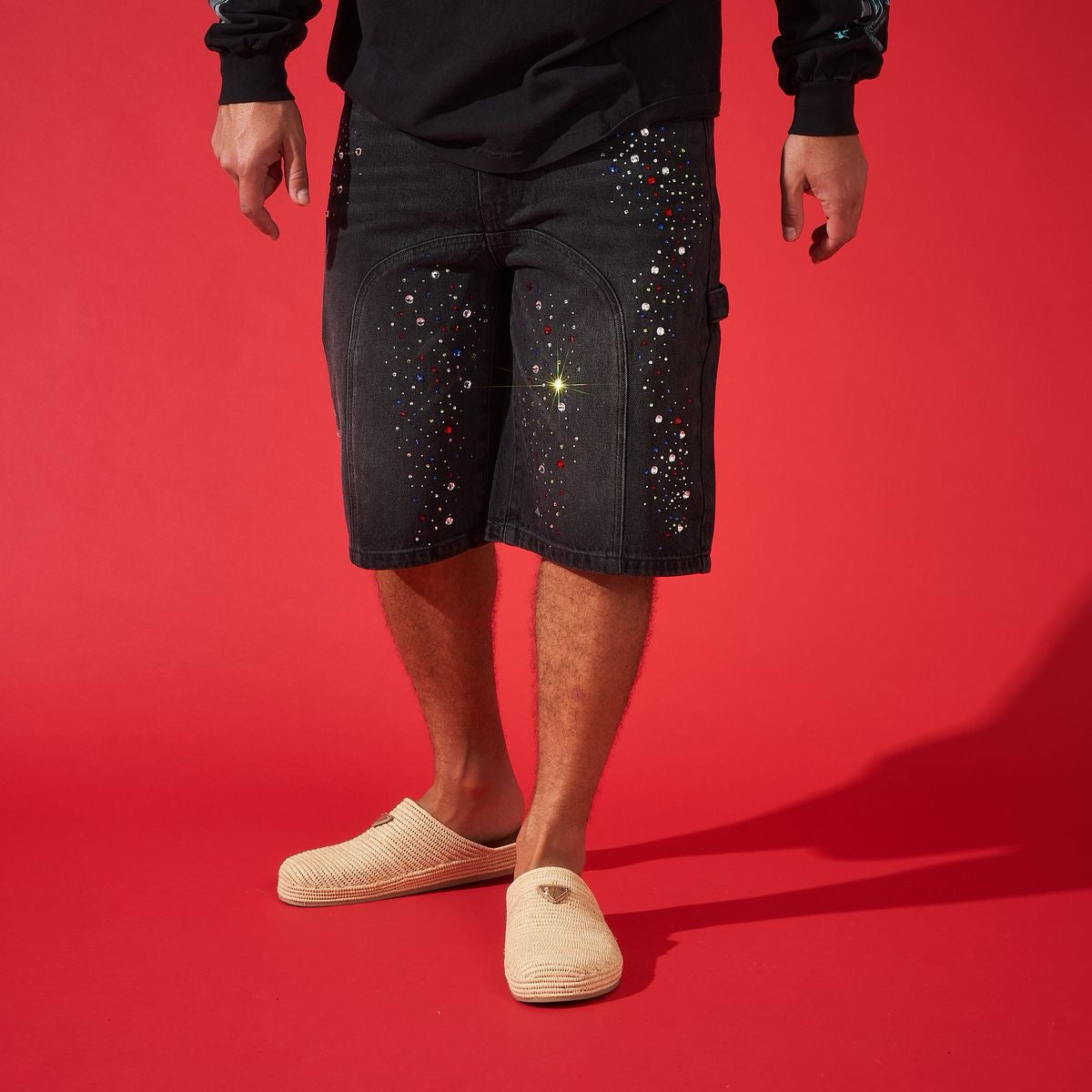 DUAA ''SUPPLICATION'' STONE BLACK DENIM SHORT - DUAA