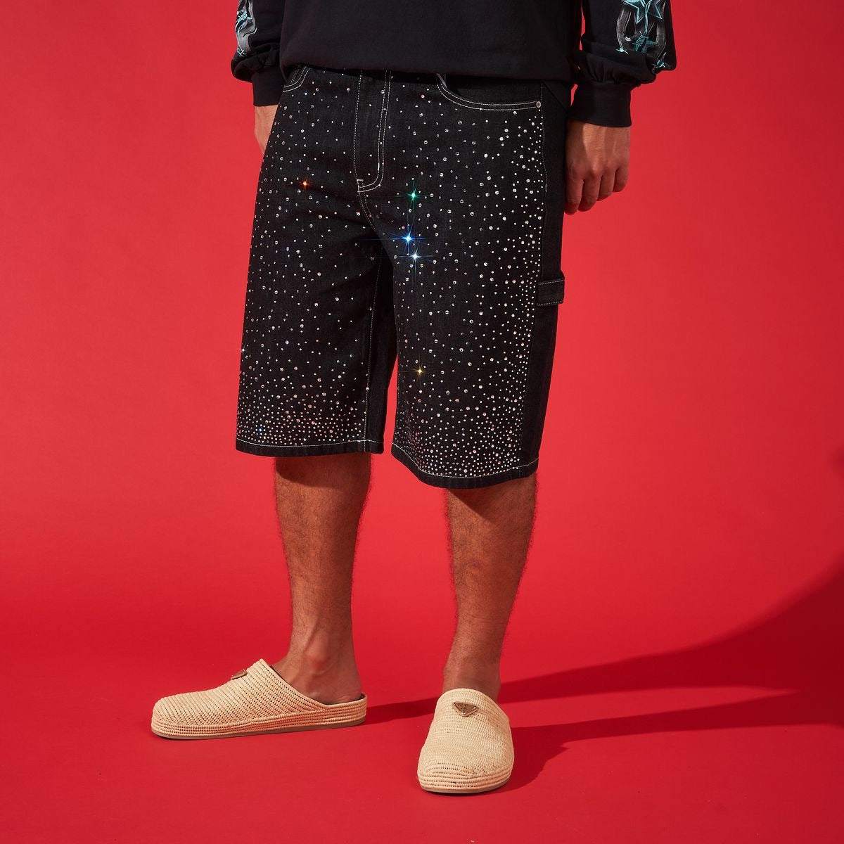 DUAA ''VICTORIOUS'' BLACK DENIM SHORTS - DUAA