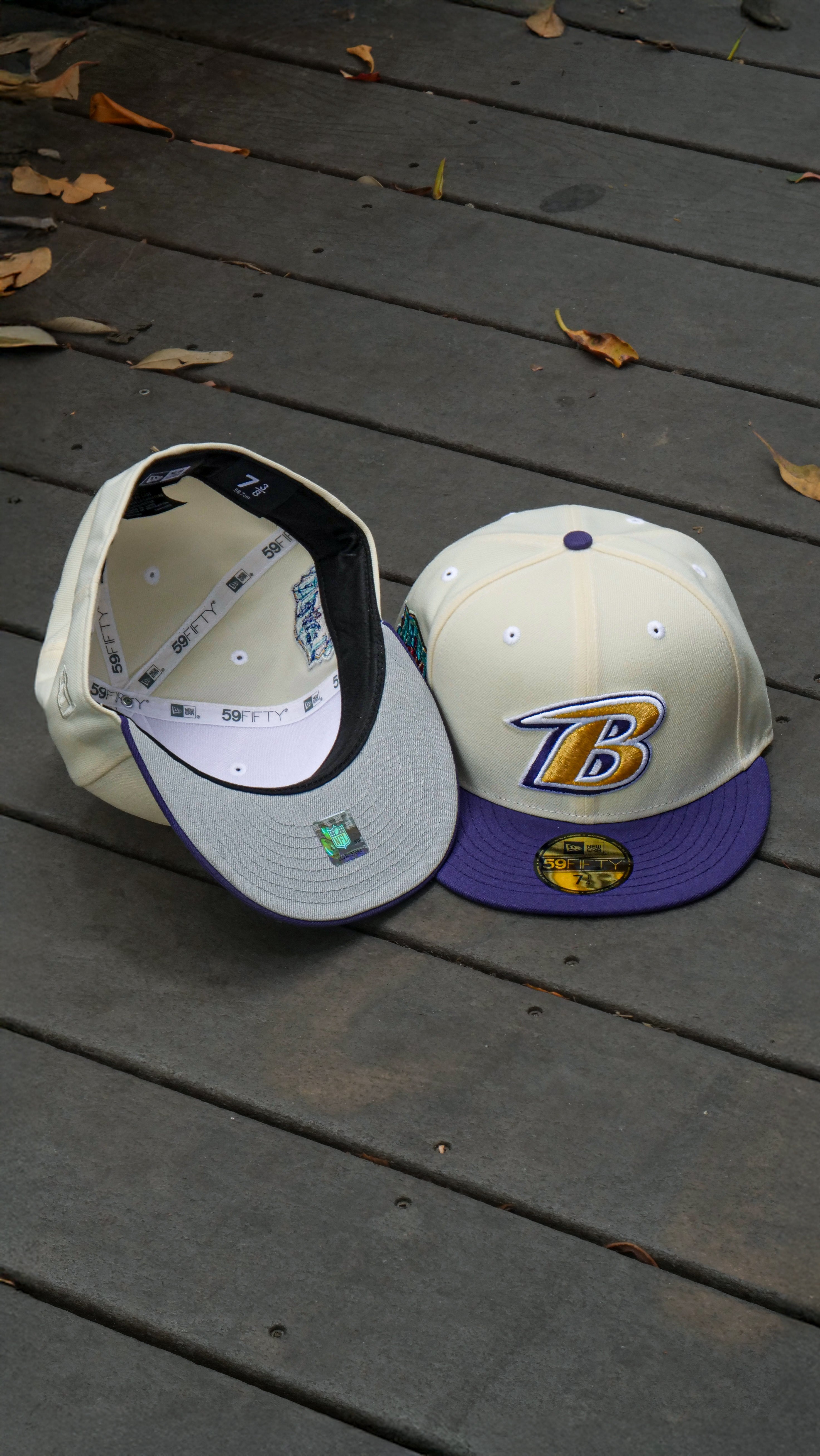 New Era Baltimore Ravens NFL Draft 1997 Grey UV (Off White/Purple) 59Fifty Fitted