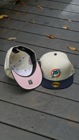 New Era Miami Dolphins NFL Draft 1991 Pink UV (Off White/Navy) 59Fifty Fitted