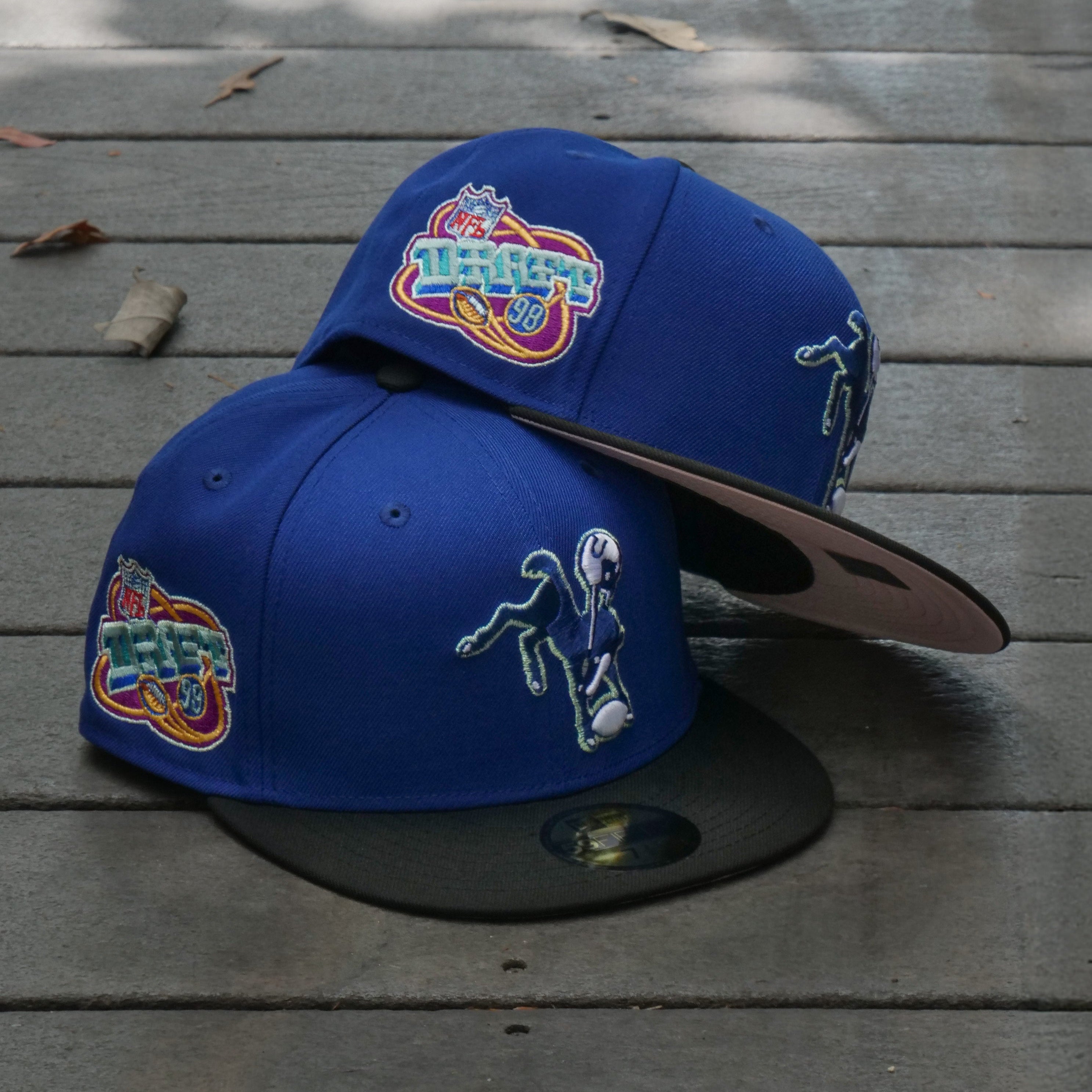 New Era Indianapolis Colts NFL Draft 1998 Pink UV (Royal/Black) 59Fifty Fitted