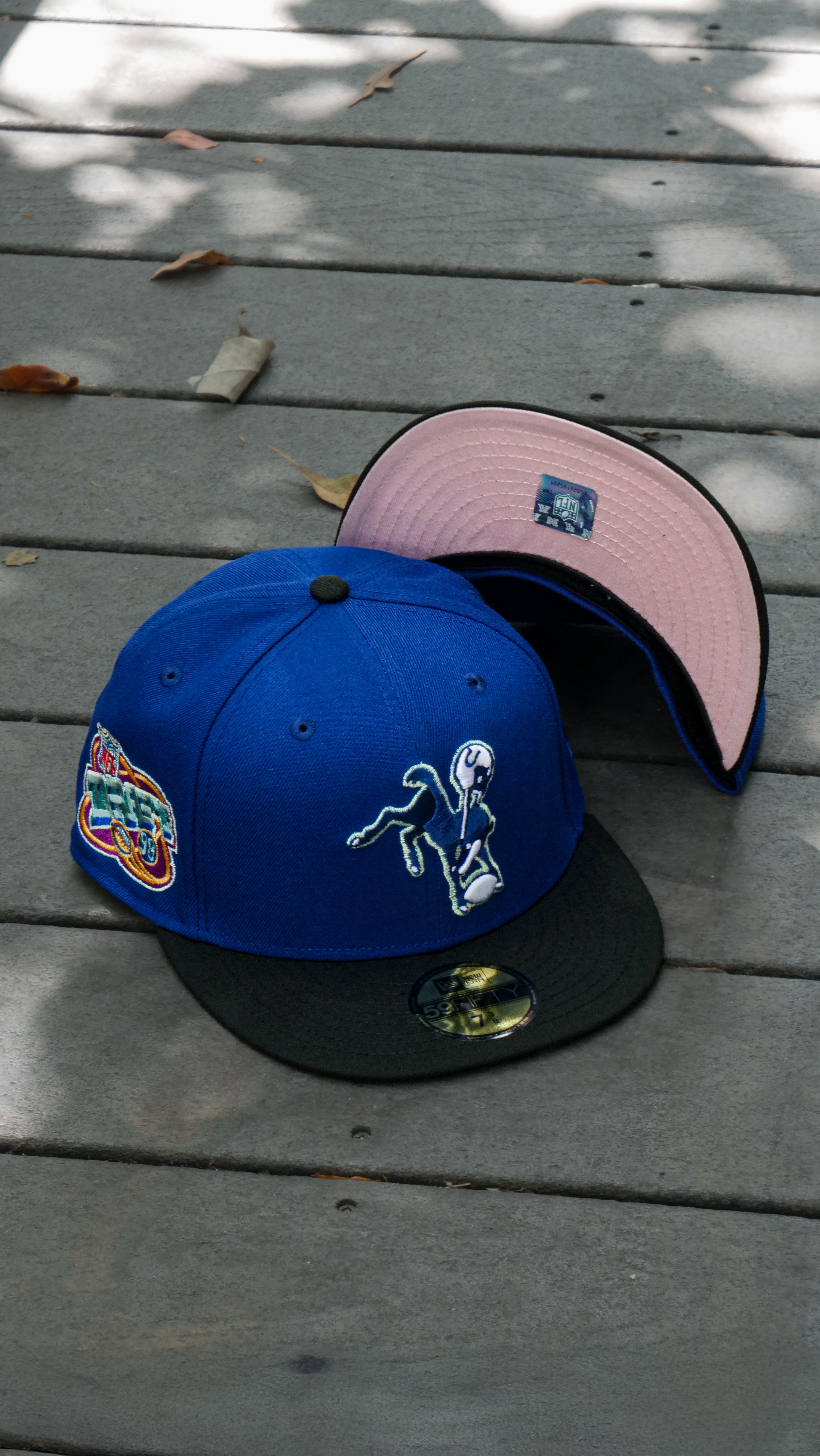 New Era Indianapolis Colts NFL Draft 1998 Pink UV (Royal/Black) 59Fifty Fitted